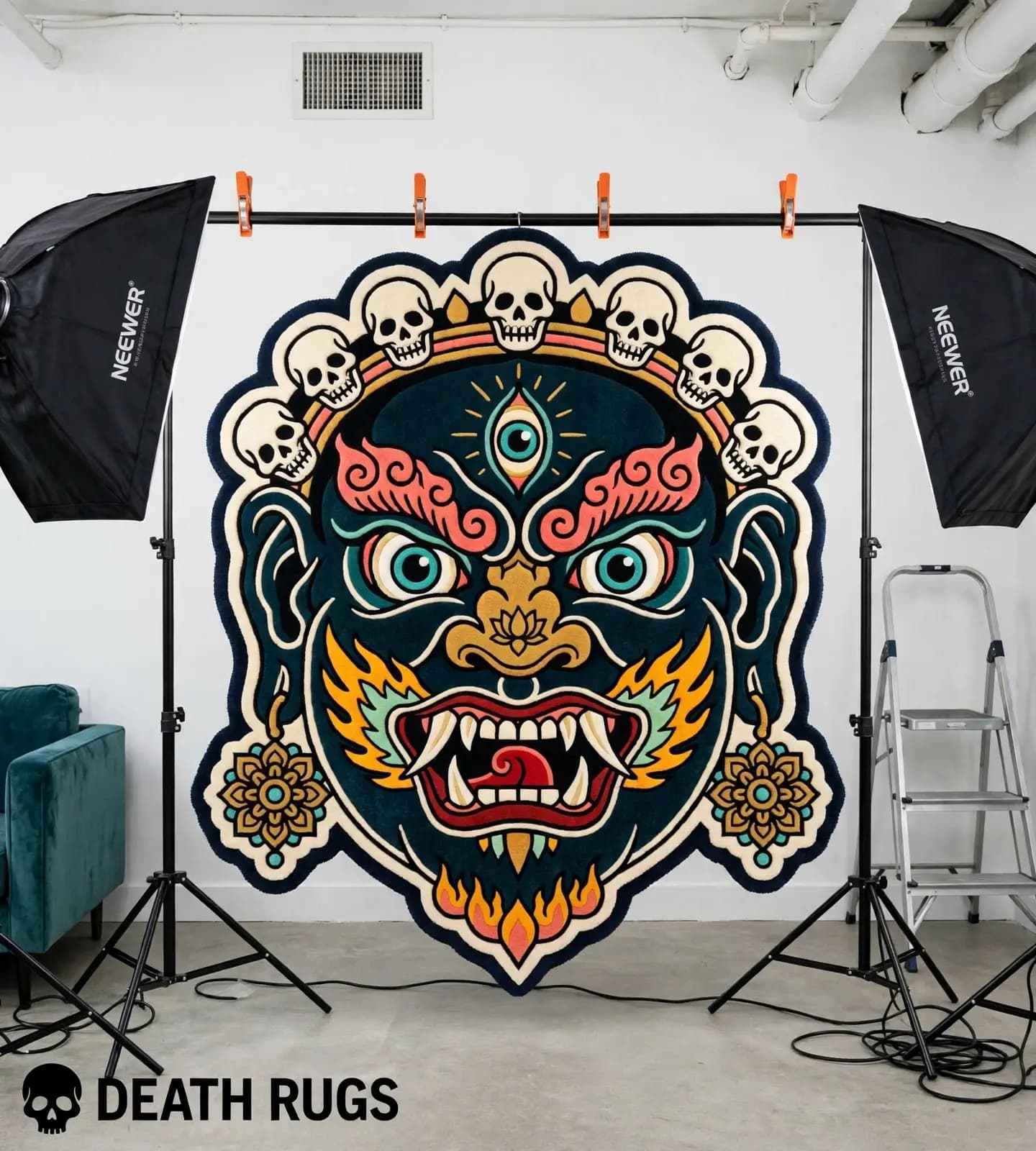 Crown of Skulls Mahakala Rugs thumbnail 4