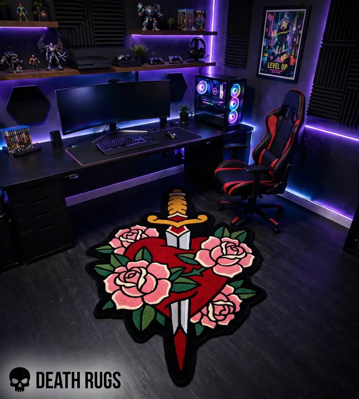 Dagger Heart & Roses Tufted Rug alternate