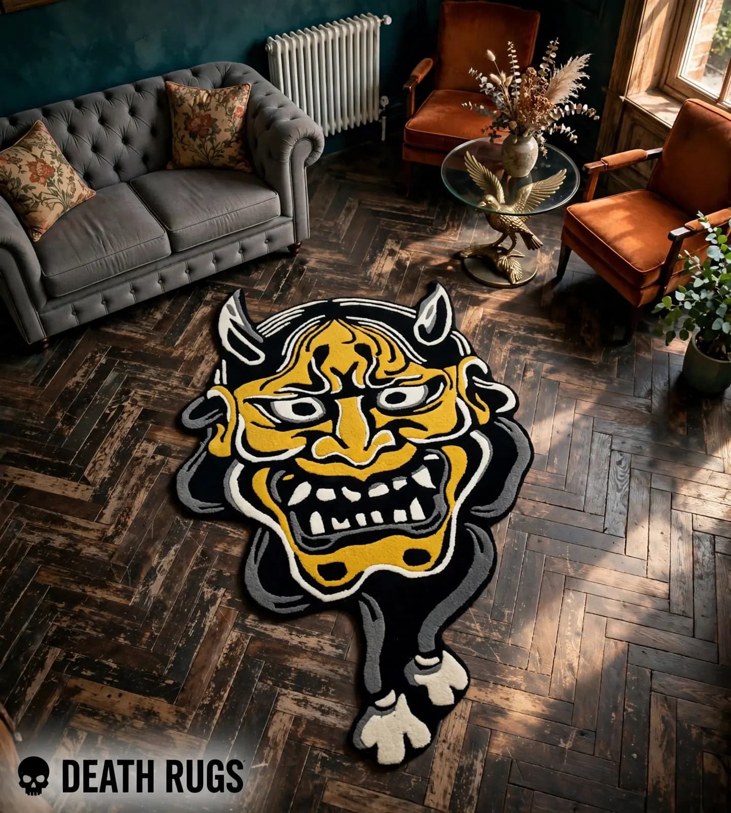 Golden Hannya Mask Rugs thumbnail 4