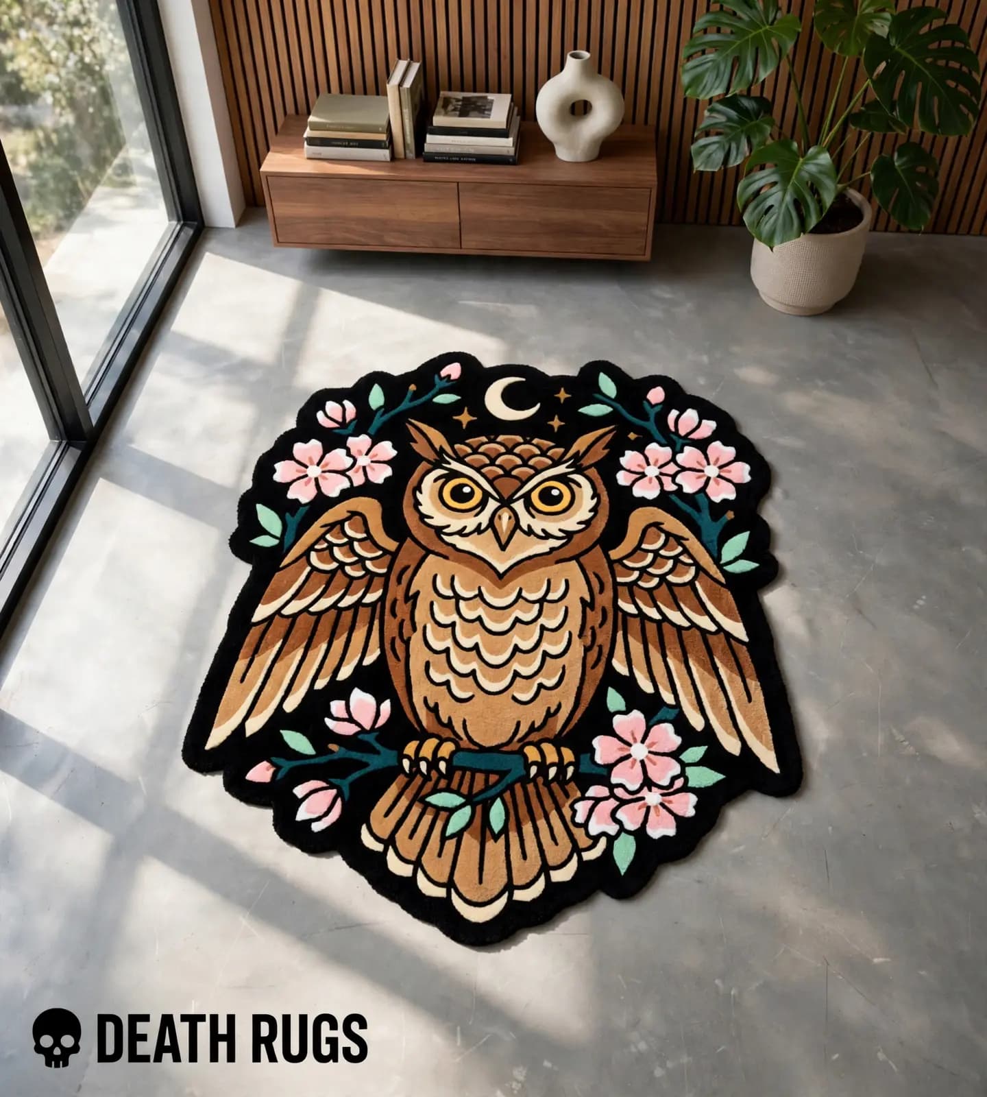 Midnight Blossom Owl Rugs thumbnail 4