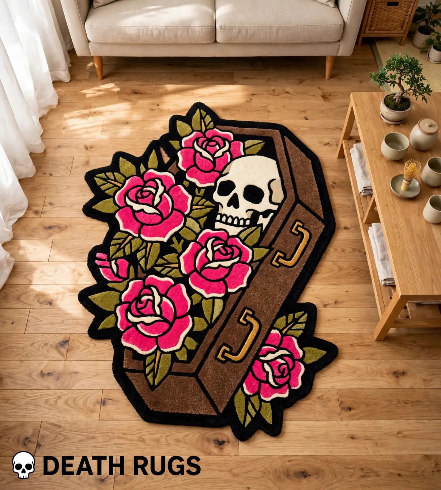 Coffin Rose Skull Rugs alternate