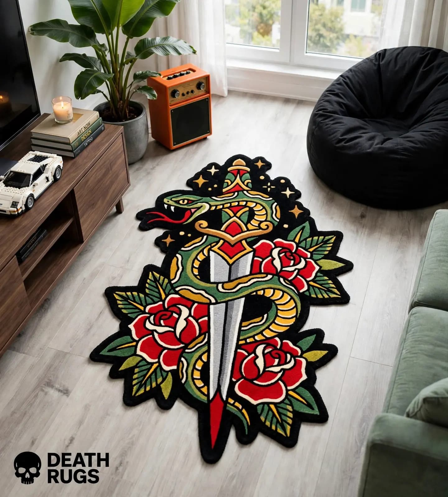 Serpent Dagger Roses Rugs alternate