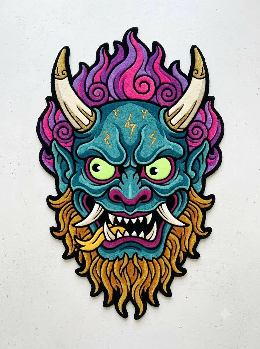 Electric Oni Mask Rugs