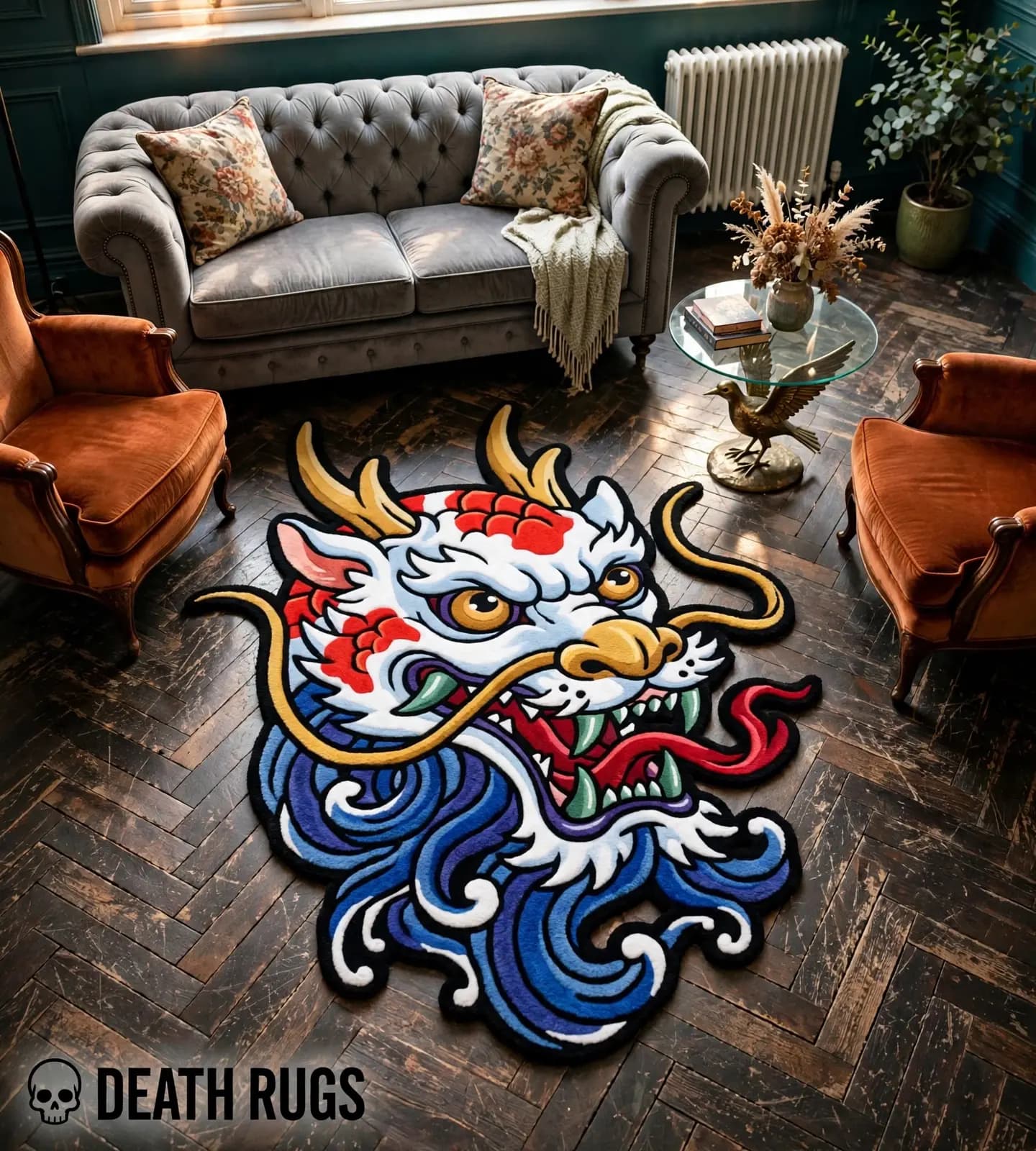 Azure Ryu Dragon Rugs thumbnail 7