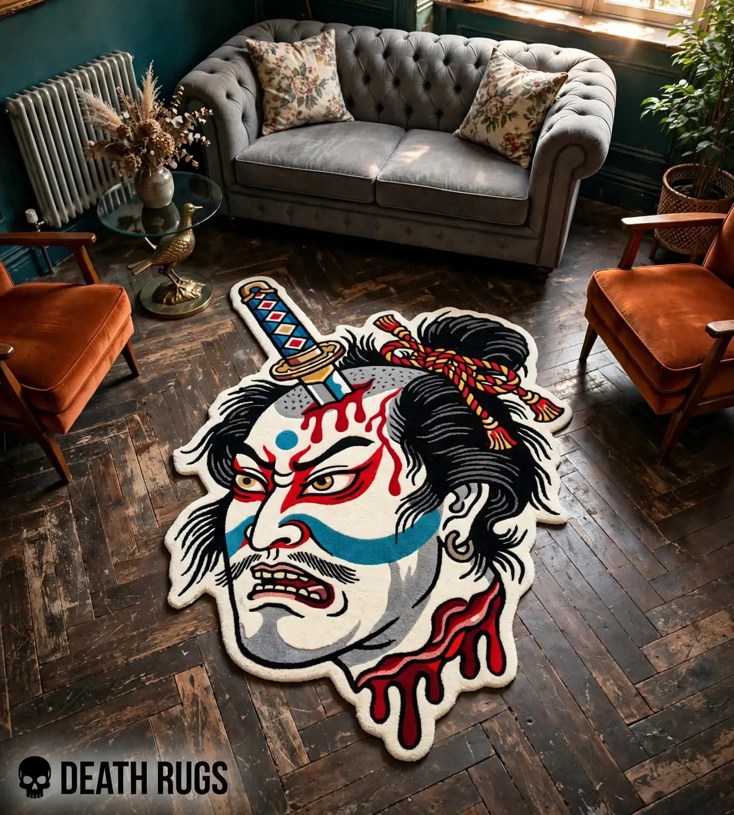 Crimson Namakubi Samurai Rugs thumbnail 4