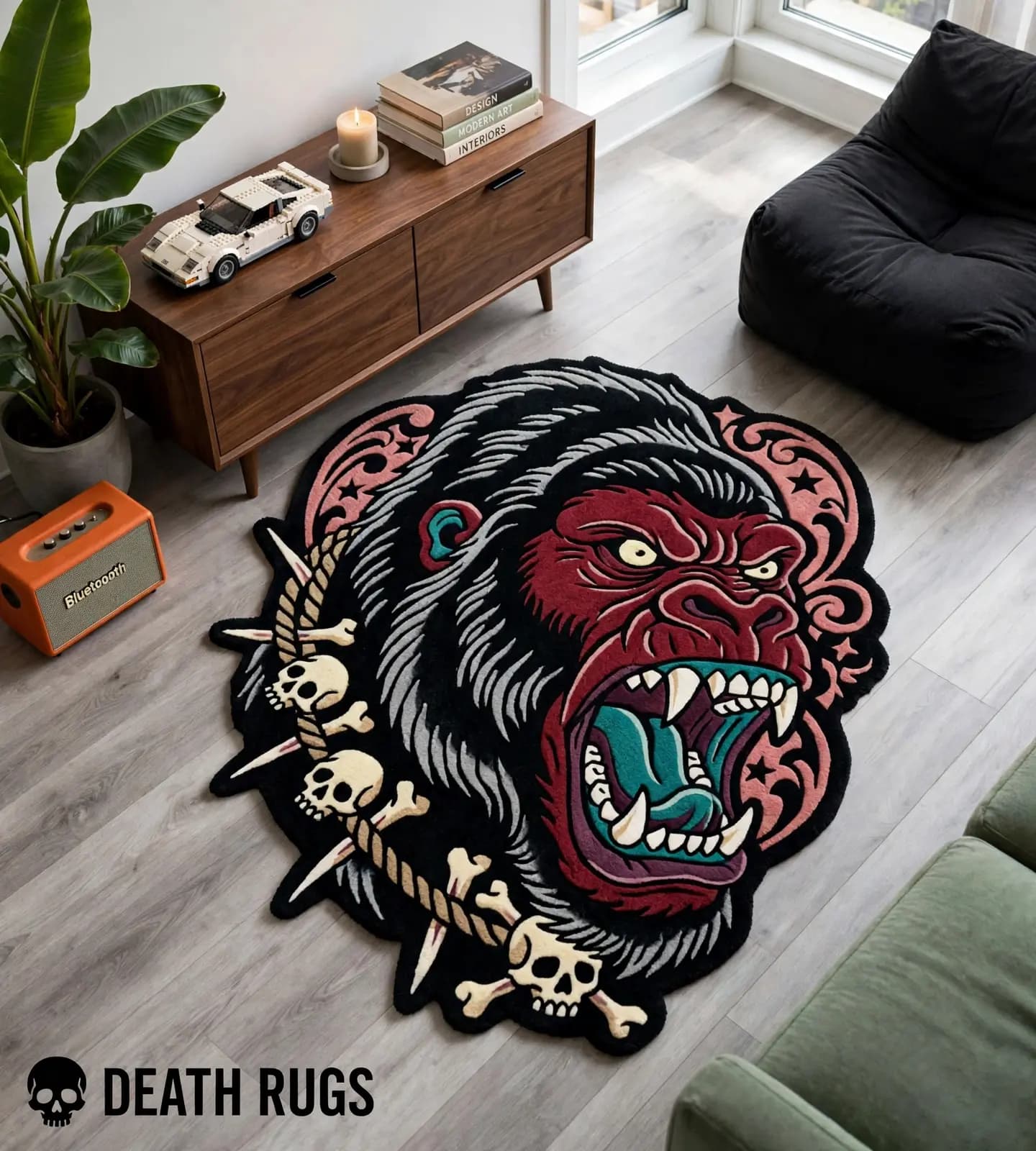 Skull Choker Ape Rugs alternate