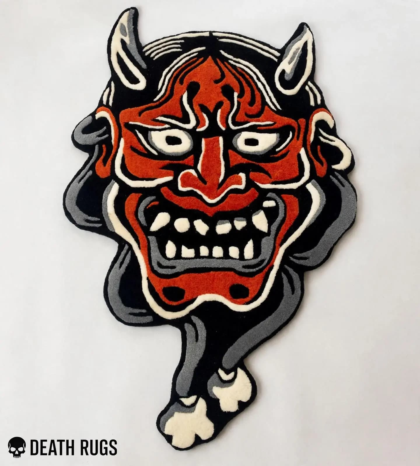 Crimson Hannya Mask Rugs