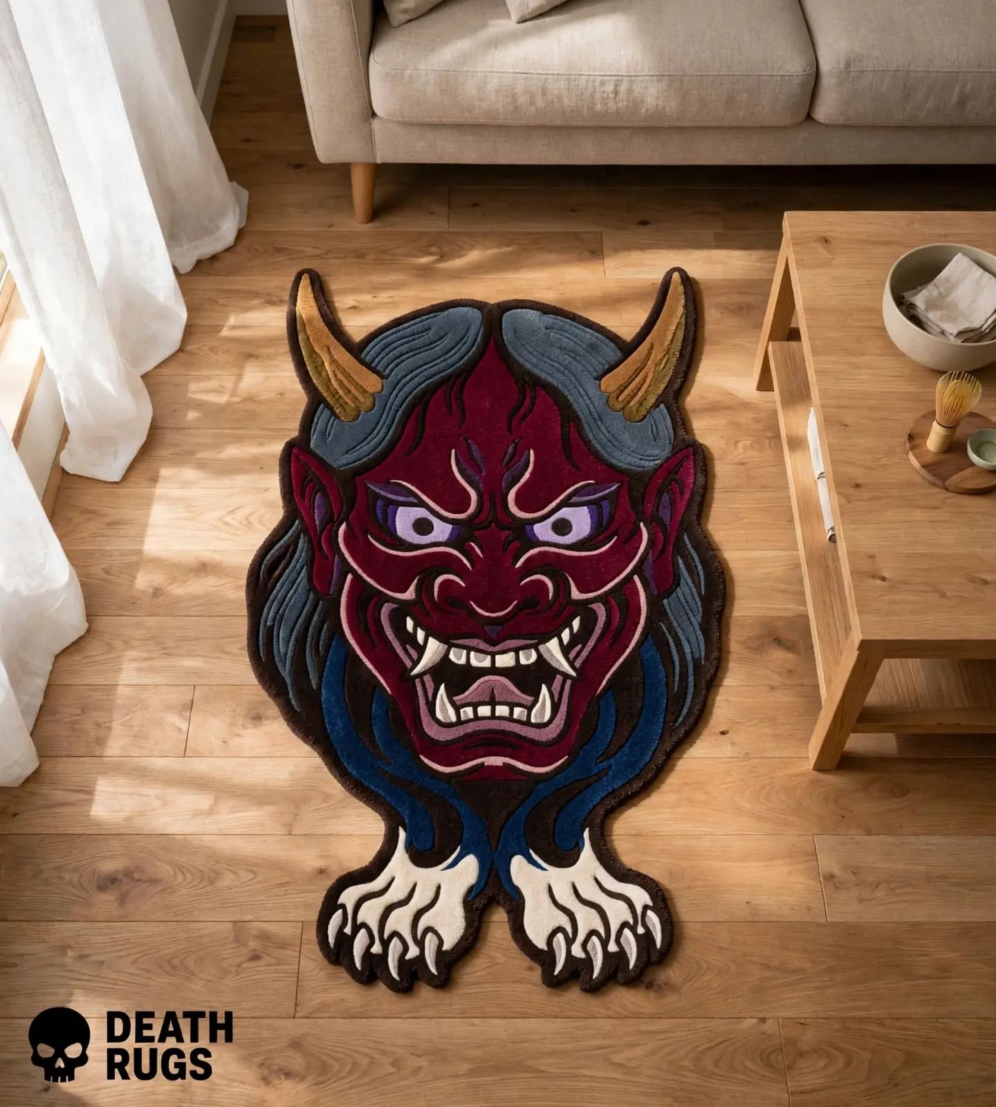 Crimson Hannya Oni Rugs alternate