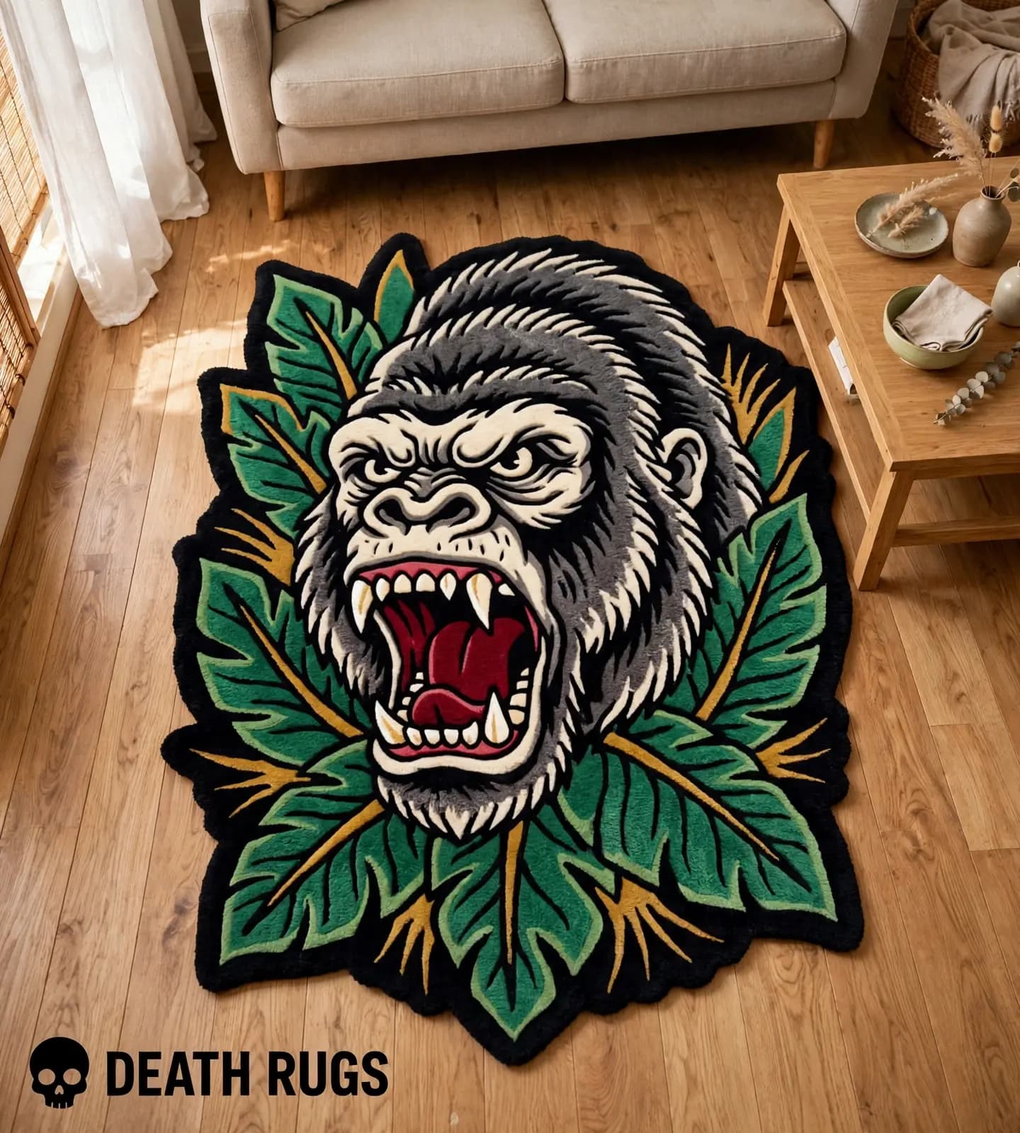 Roaring Gorilla & Jungle Foliage Rugs thumbnail 4
