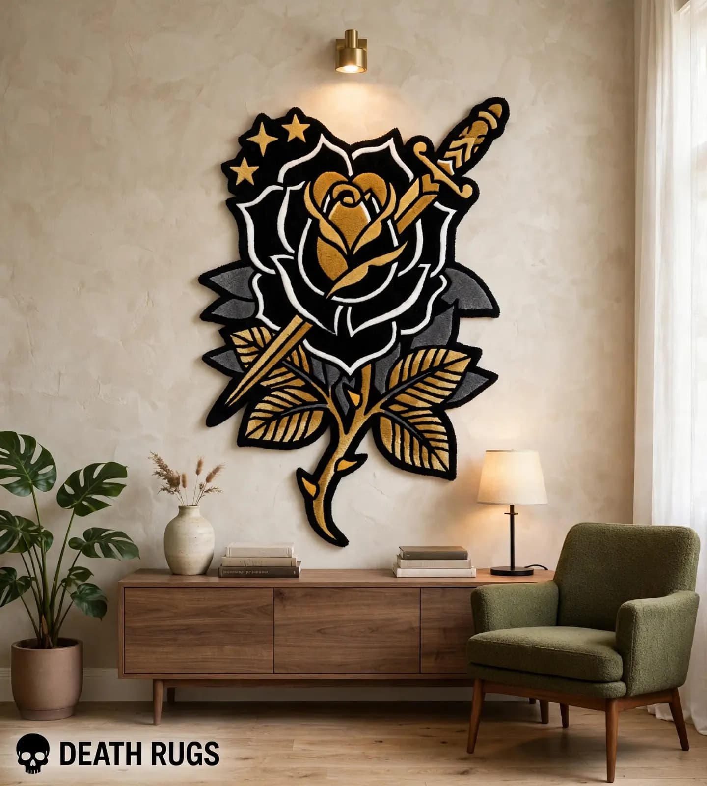 Golden Dagger Black Rose Rugs thumbnail 6