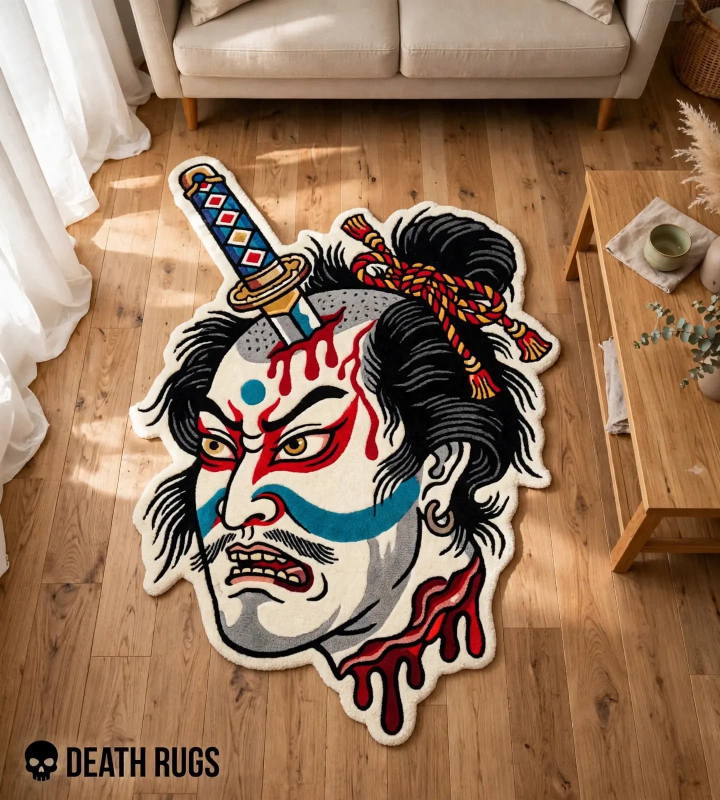 Crimson Namakubi Samurai Rugs thumbnail 3