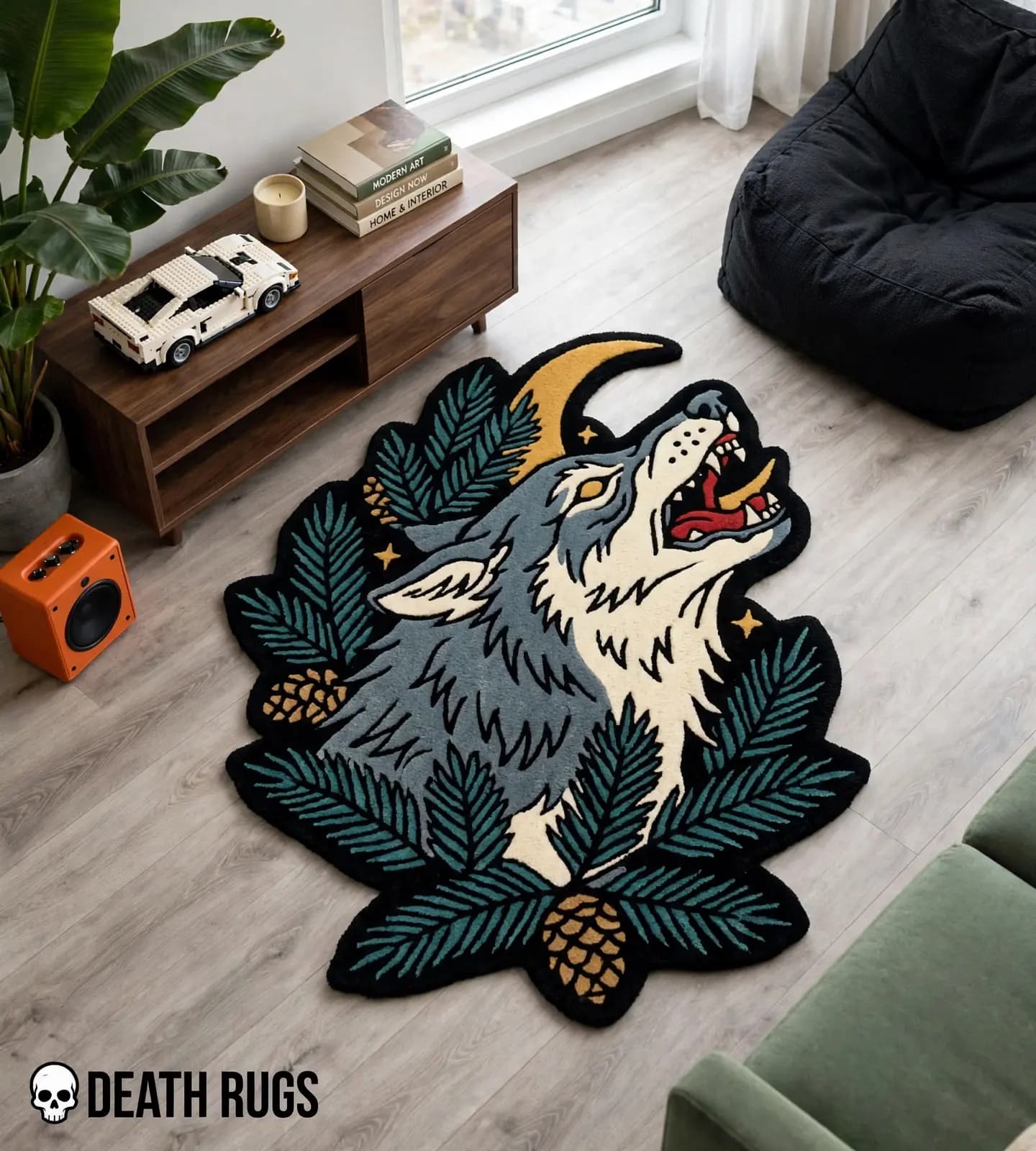 Moonlit Howling Wolf Rugs alternate