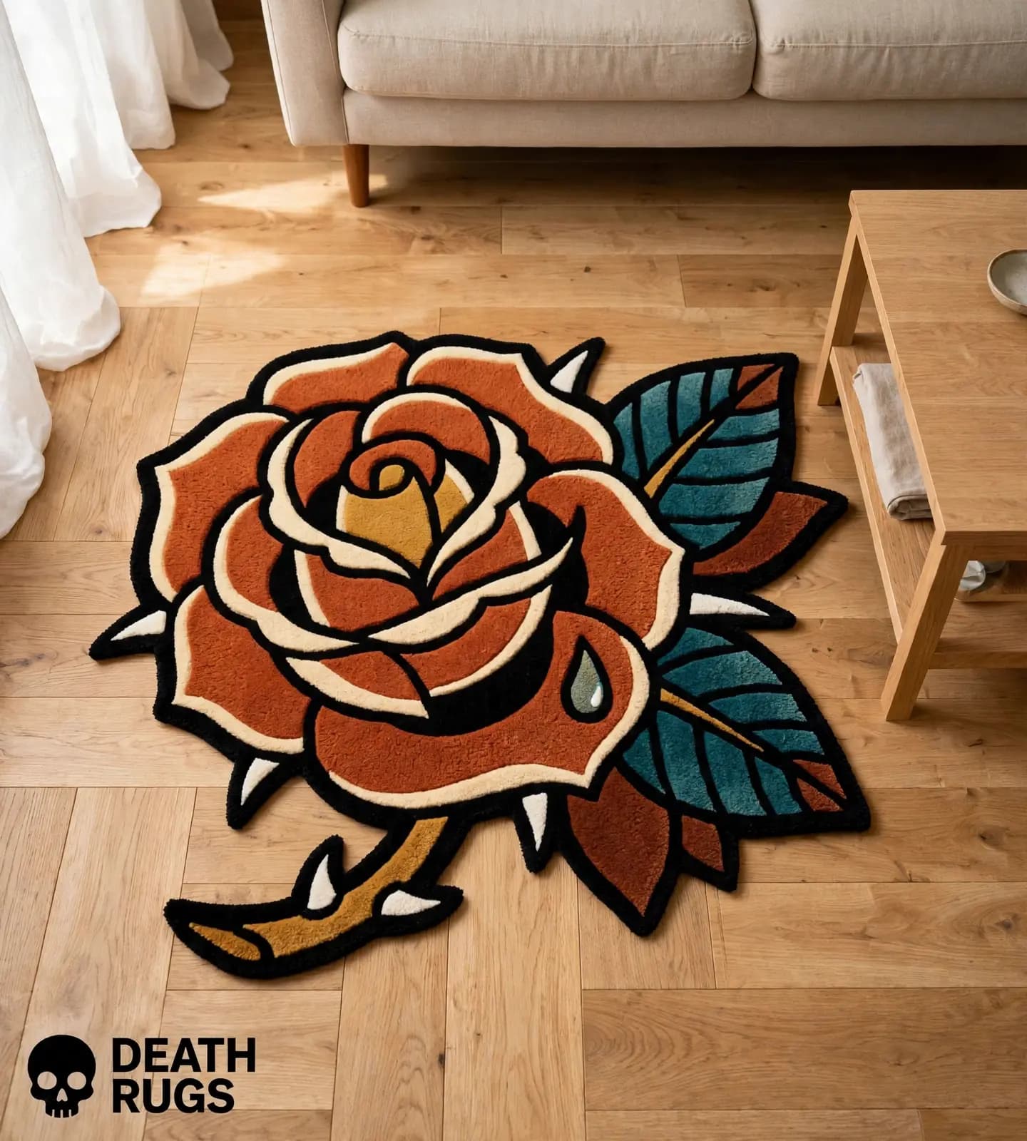 Golden Dagger Black Rose Rugs alternate