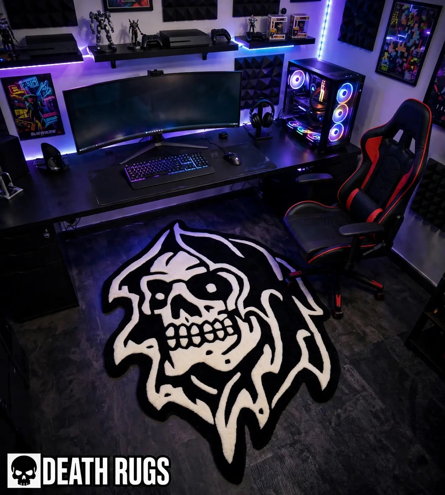 Hooded Reaper Skull Rugs thumbnail 8