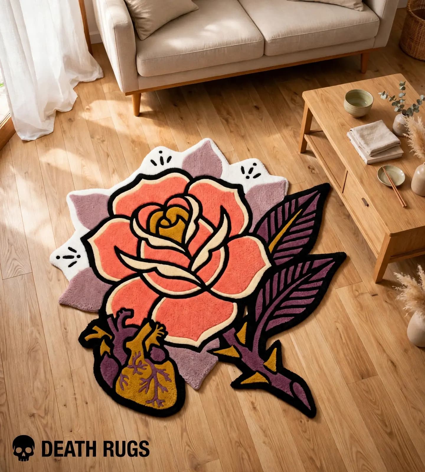 Emerald Skull Rose Rugs thumbnail 5