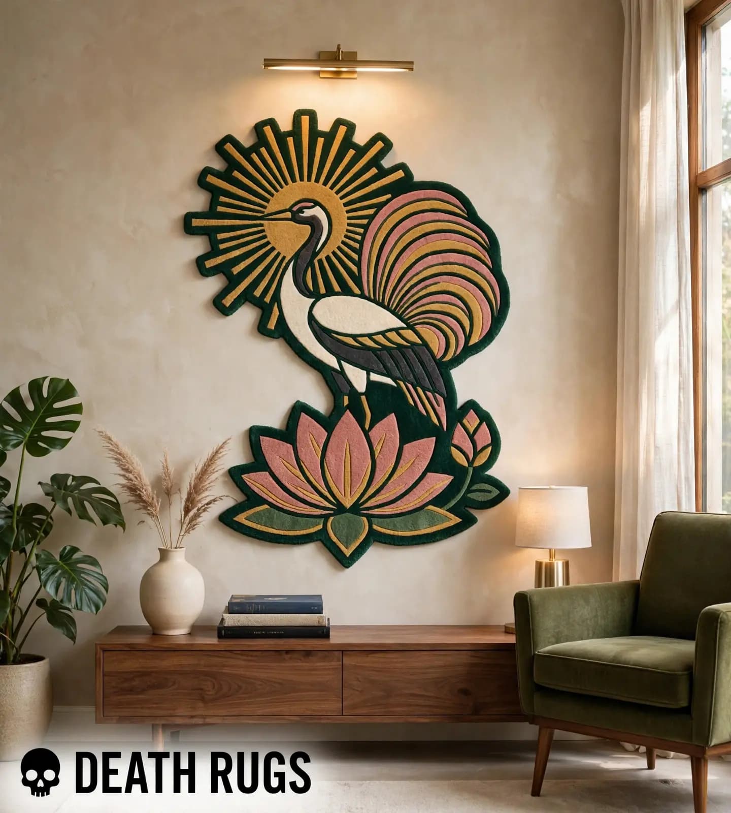 Sunrise Crane Lotus Rugs thumbnail 7