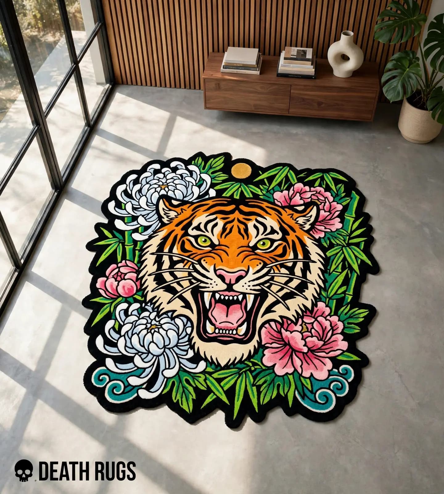 Roaring Tiger Chrysanthemum Rugs thumbnail 6