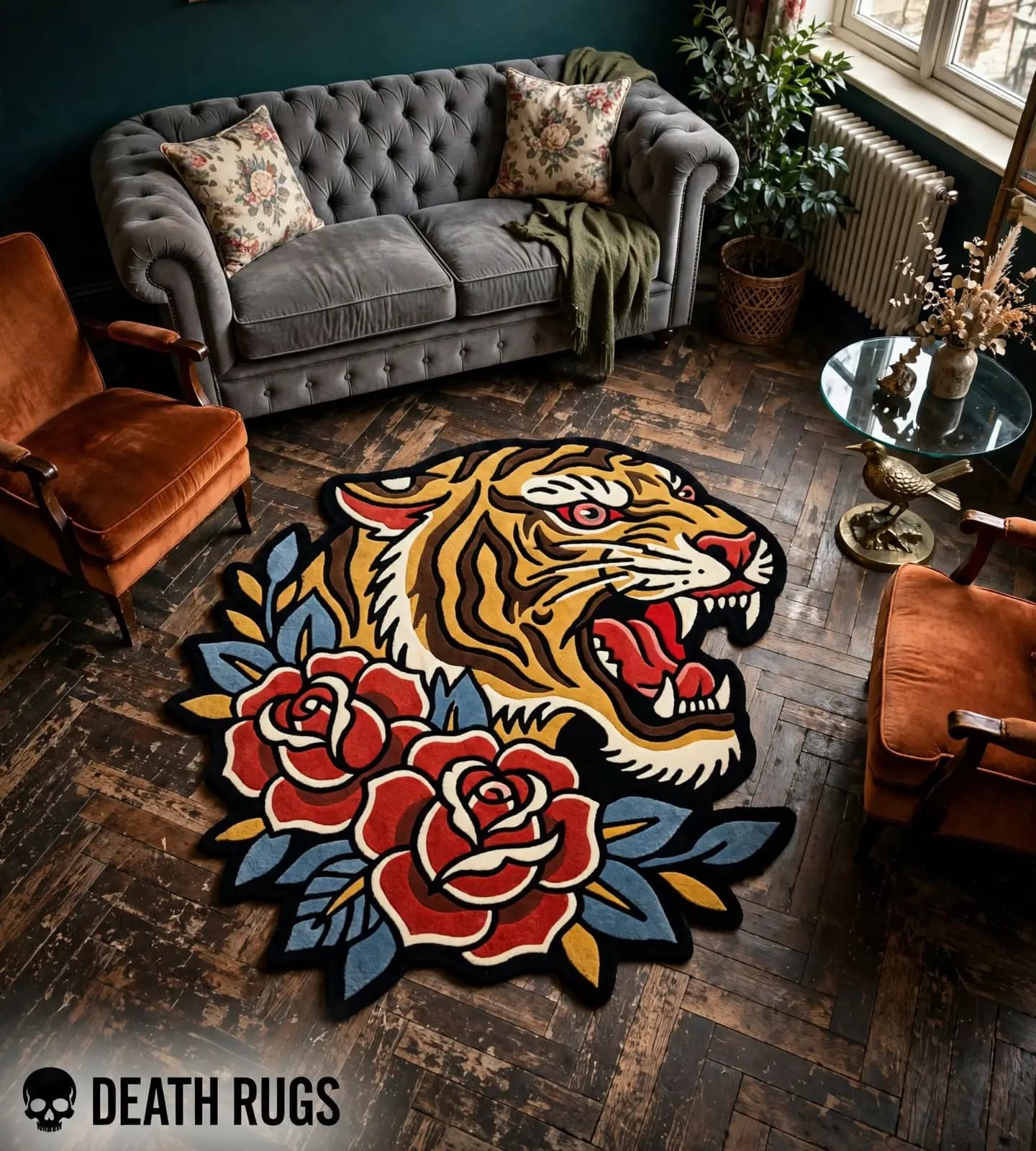 Tiger and Roses Rugs thumbnail 6