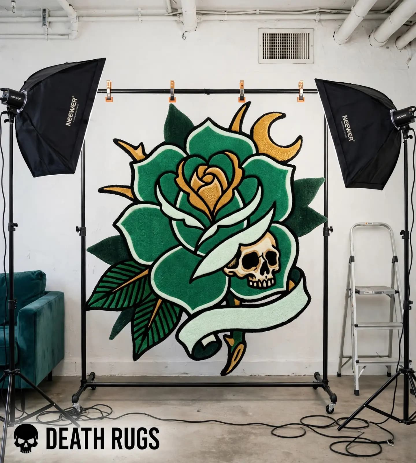 Emerald Skull Rose Rugs thumbnail 8