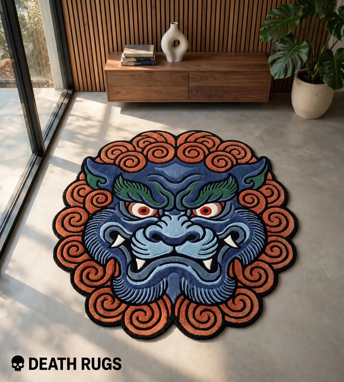 Cobalt Guardian Foo Dog Rugs thumbnail 3