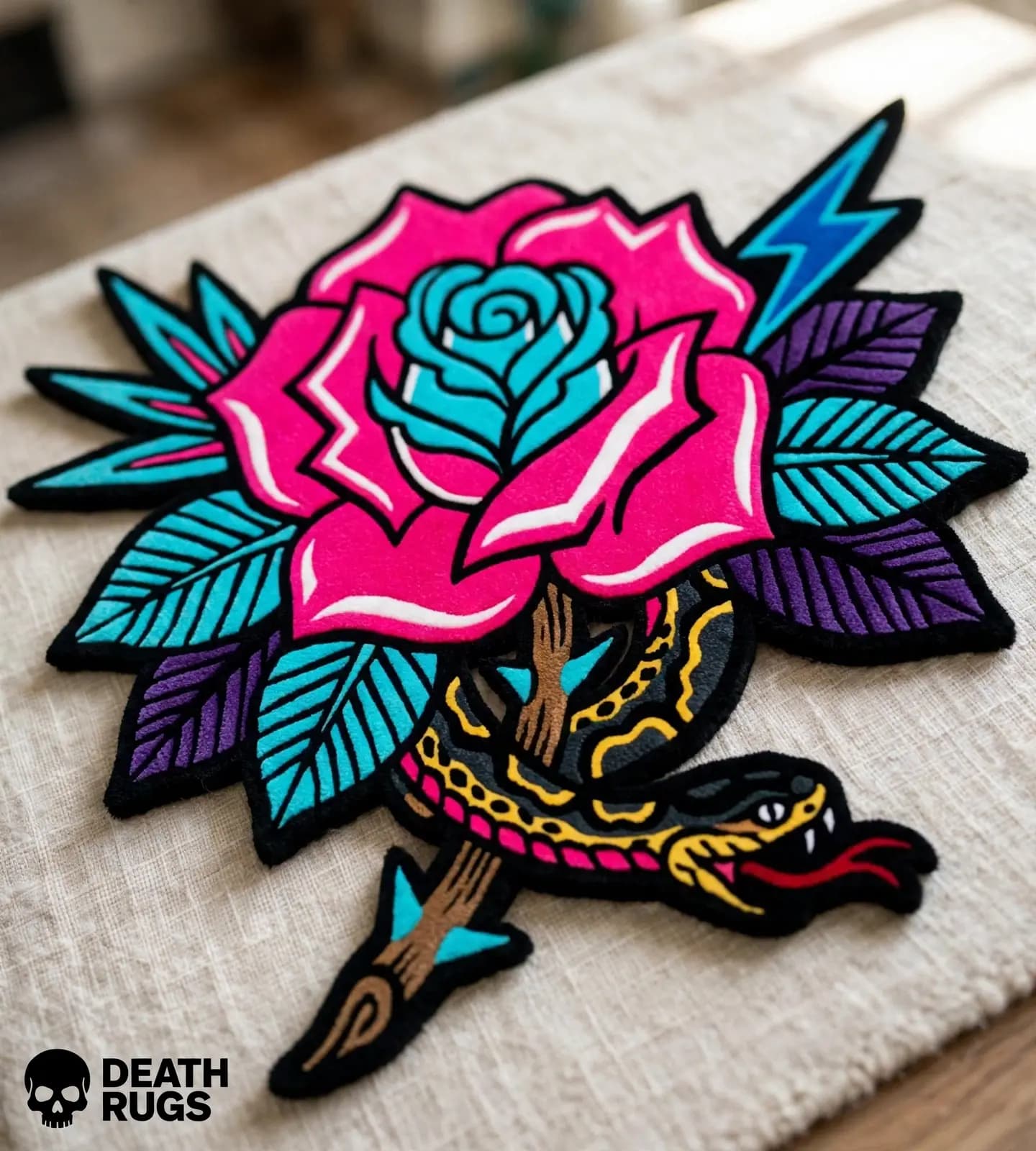 Neon Serpent Rose Rugs alternate