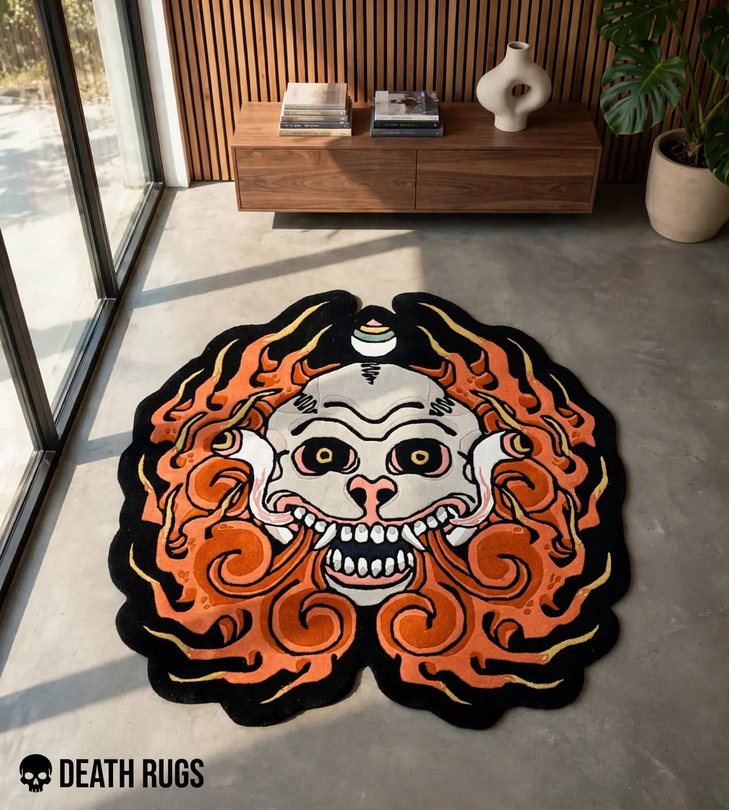 Flame Oni Skull Rugs thumbnail 6