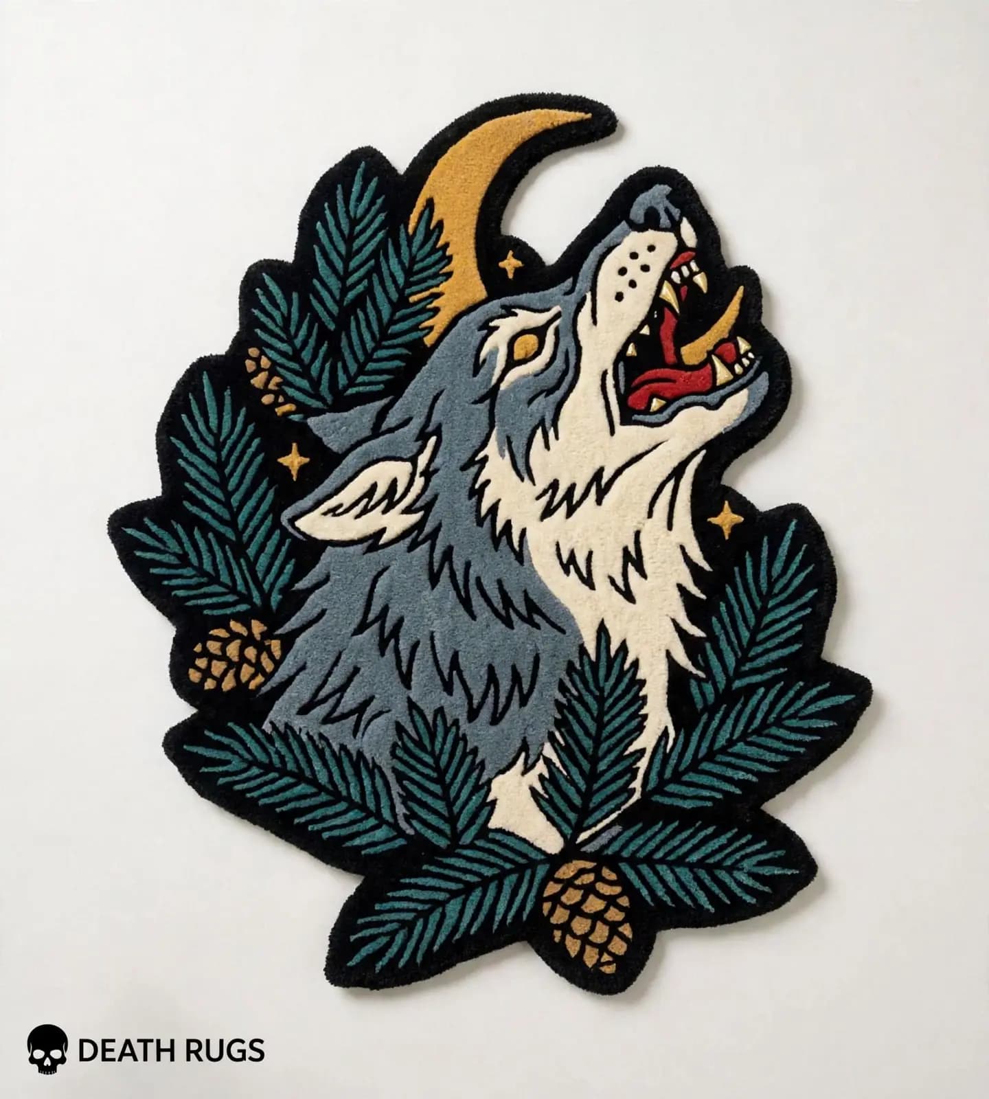 Moonlit Howling Wolf Rugs