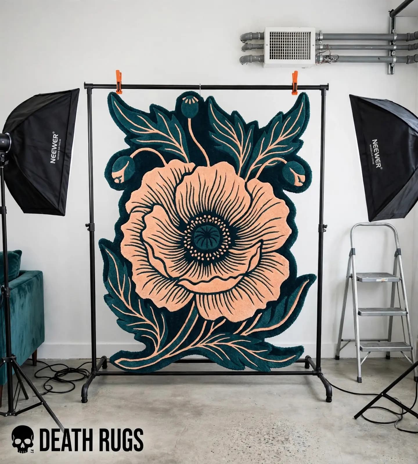 Teal Poppy Bloom Rugs alternate