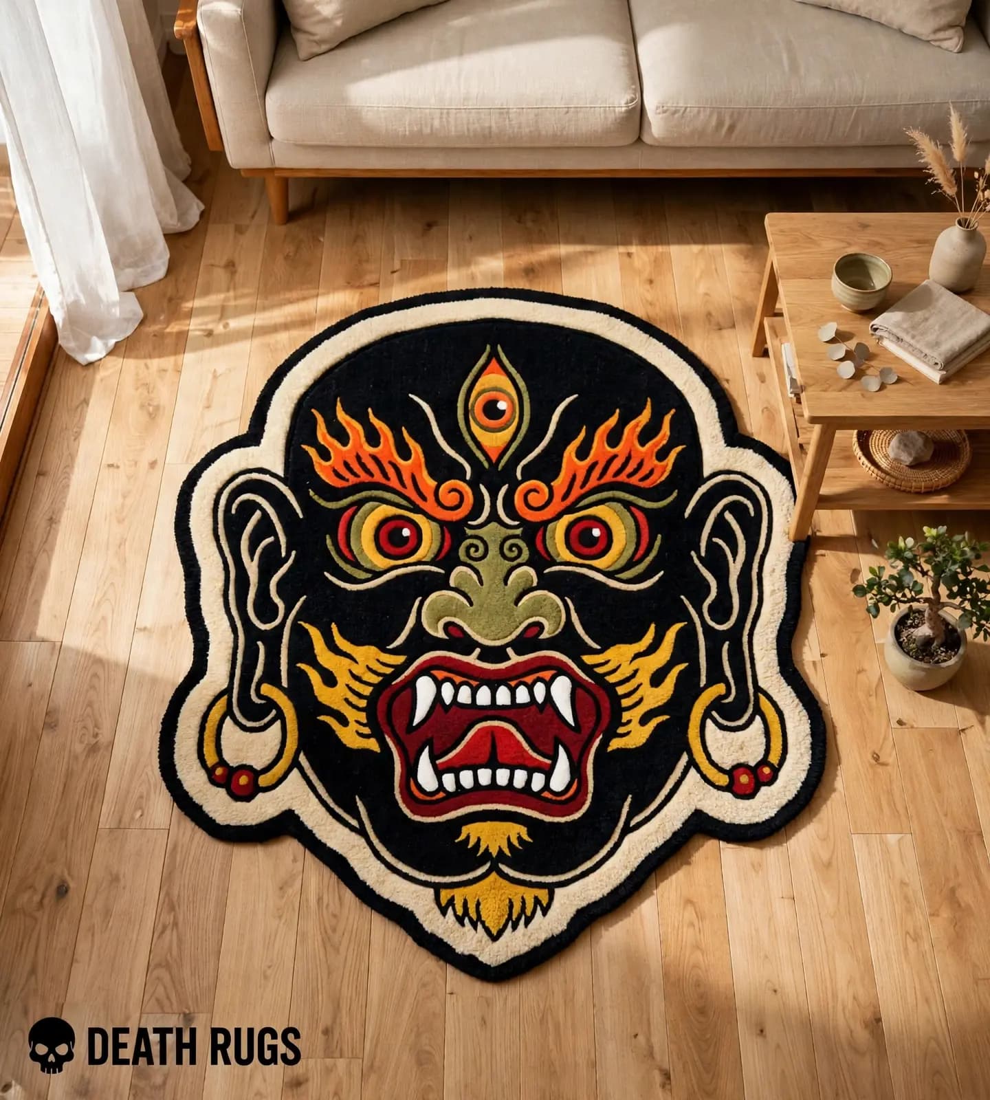 Mahakala Demon Mask Rugs thumbnail 3