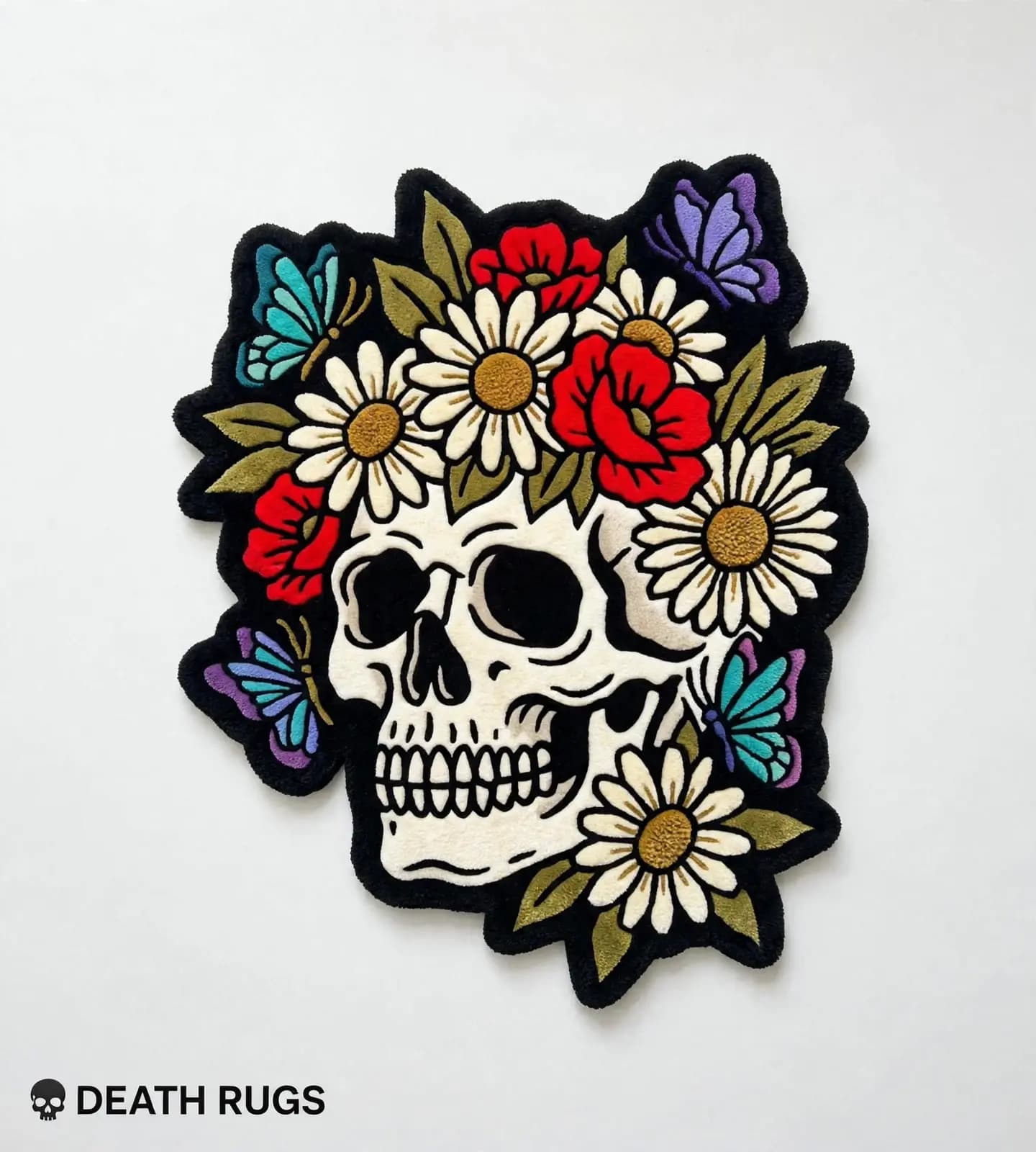 Floral Skull & Butterflies Rugs