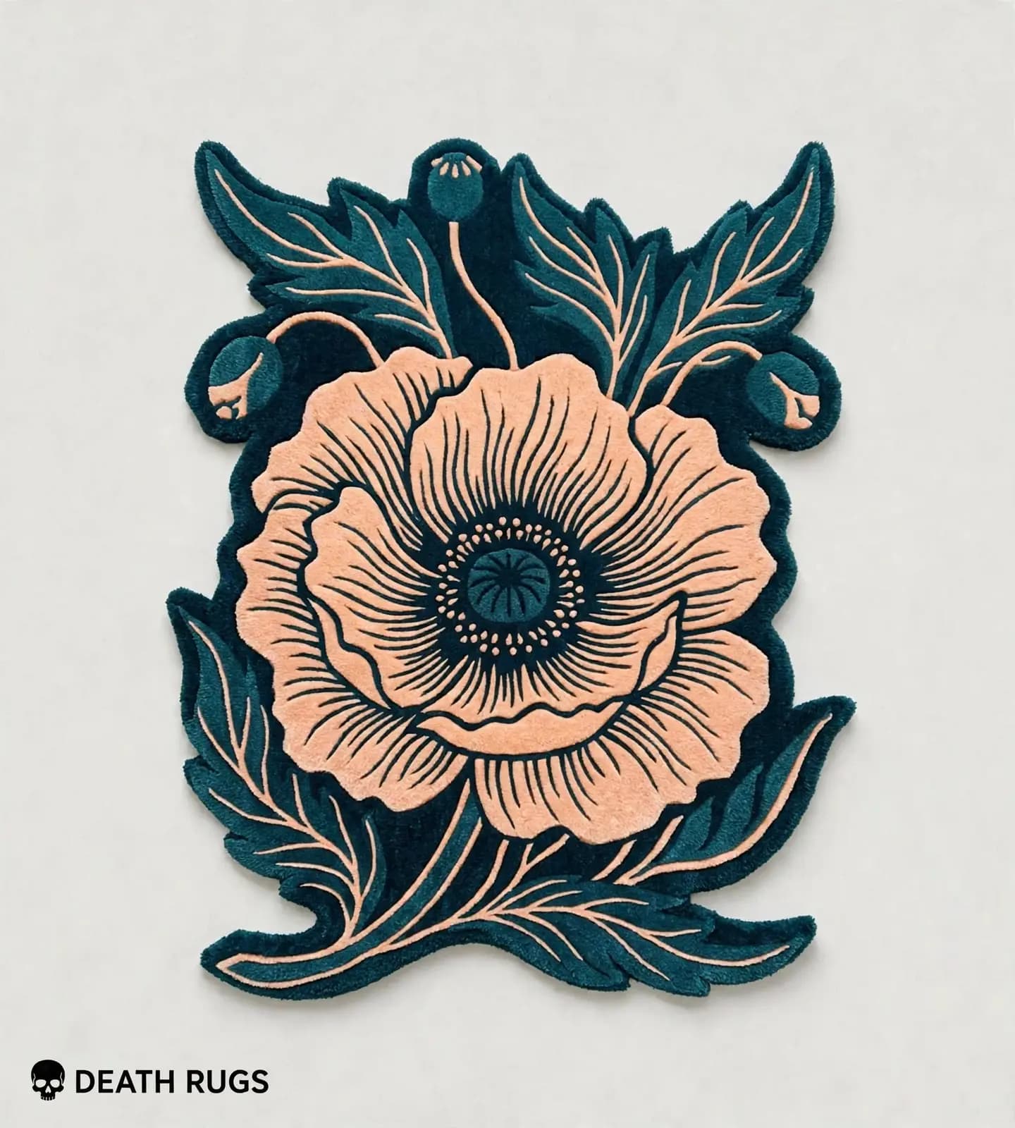 Teal Poppy Bloom Rugs