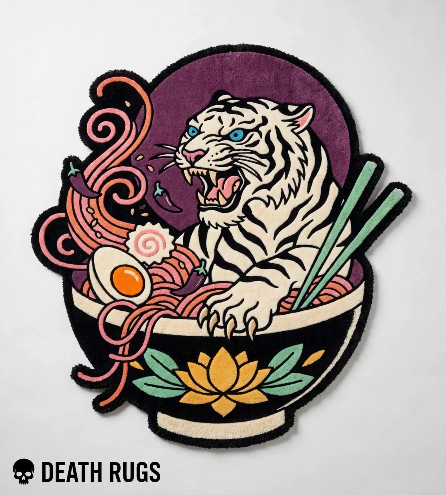 White Tiger Lotus Ramen Rugs