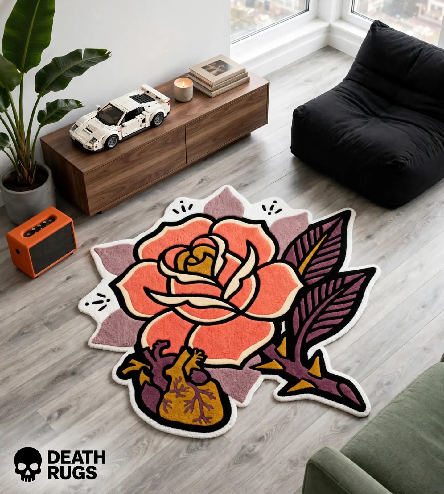 Emerald Skull Rose Rugs thumbnail 4