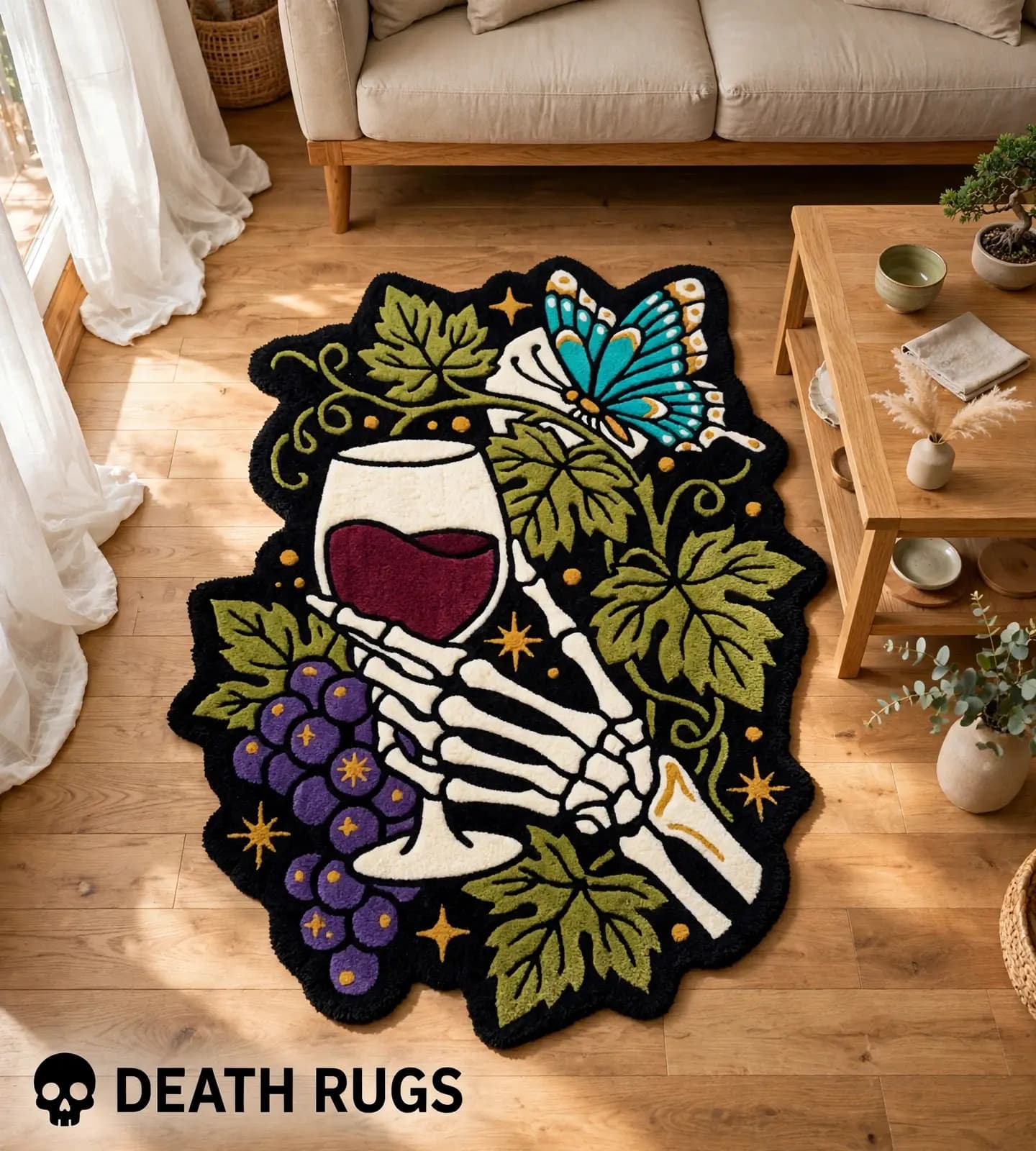 Skeleton Wine and Butterfly Rugs thumbnail 8