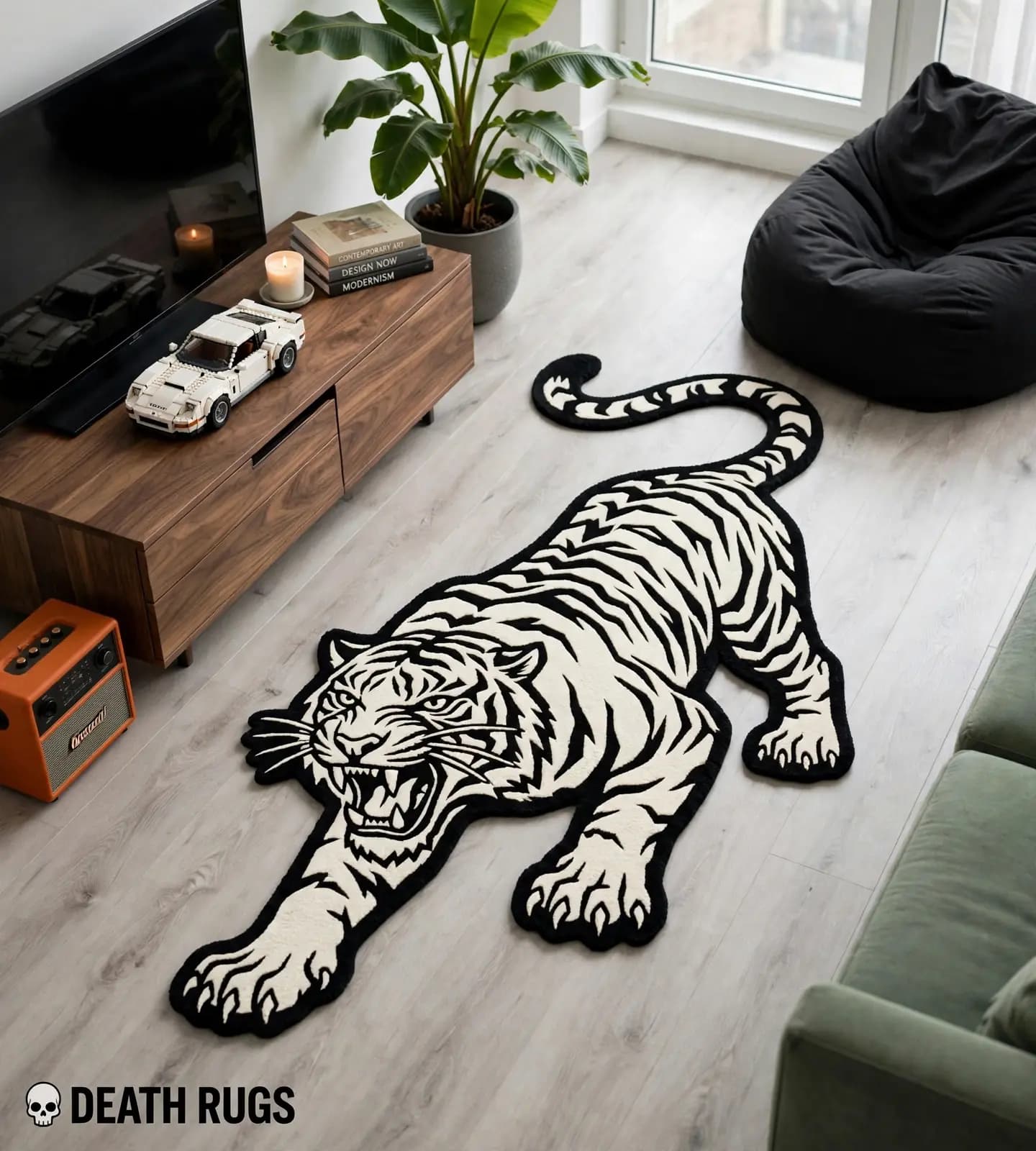 Stalking White Tiger Rugs thumbnail 3