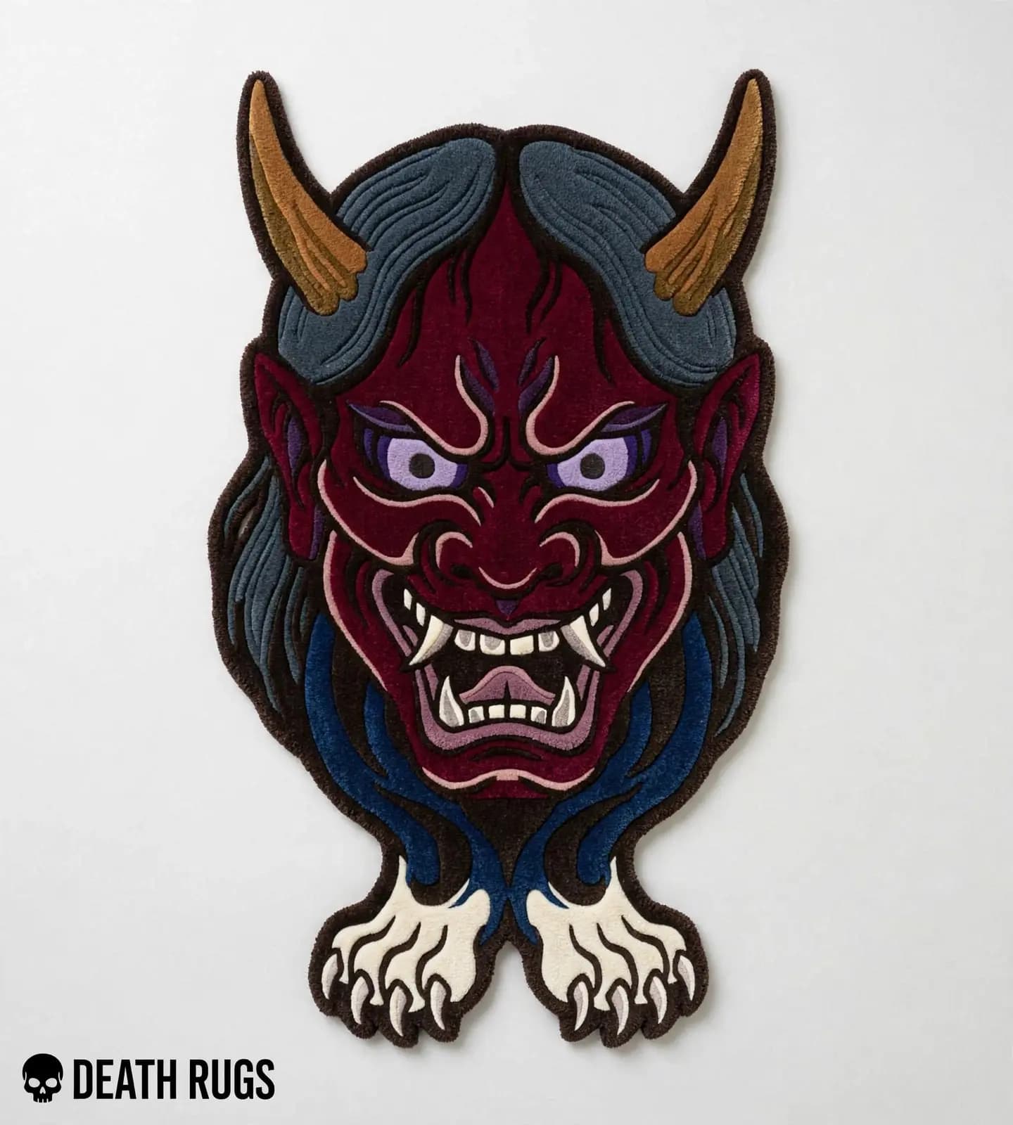 Crimson Hannya Oni Rugs
