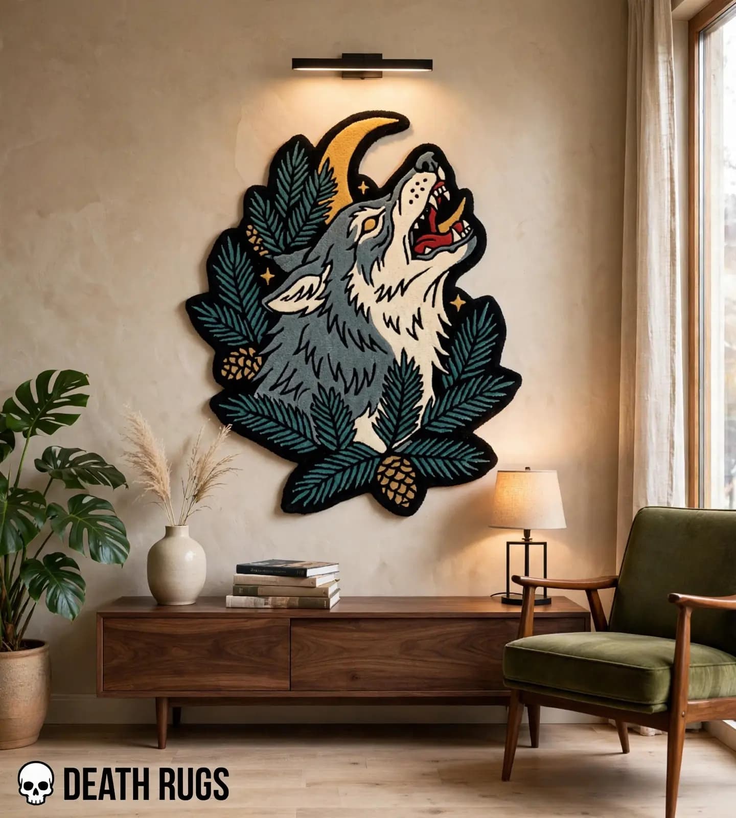 Moonlit Howling Wolf Rugs thumbnail 3