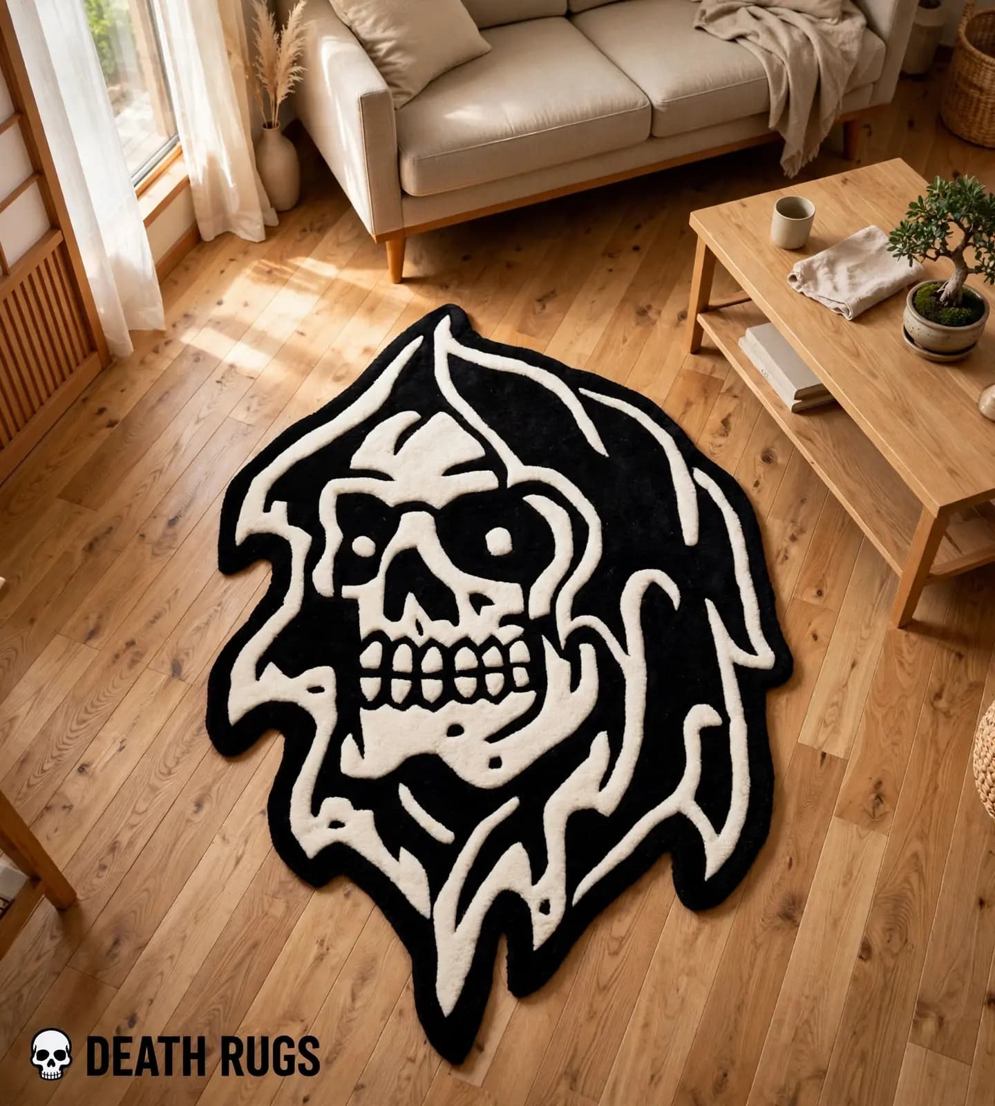 Hooded Reaper Skull Rugs thumbnail 6