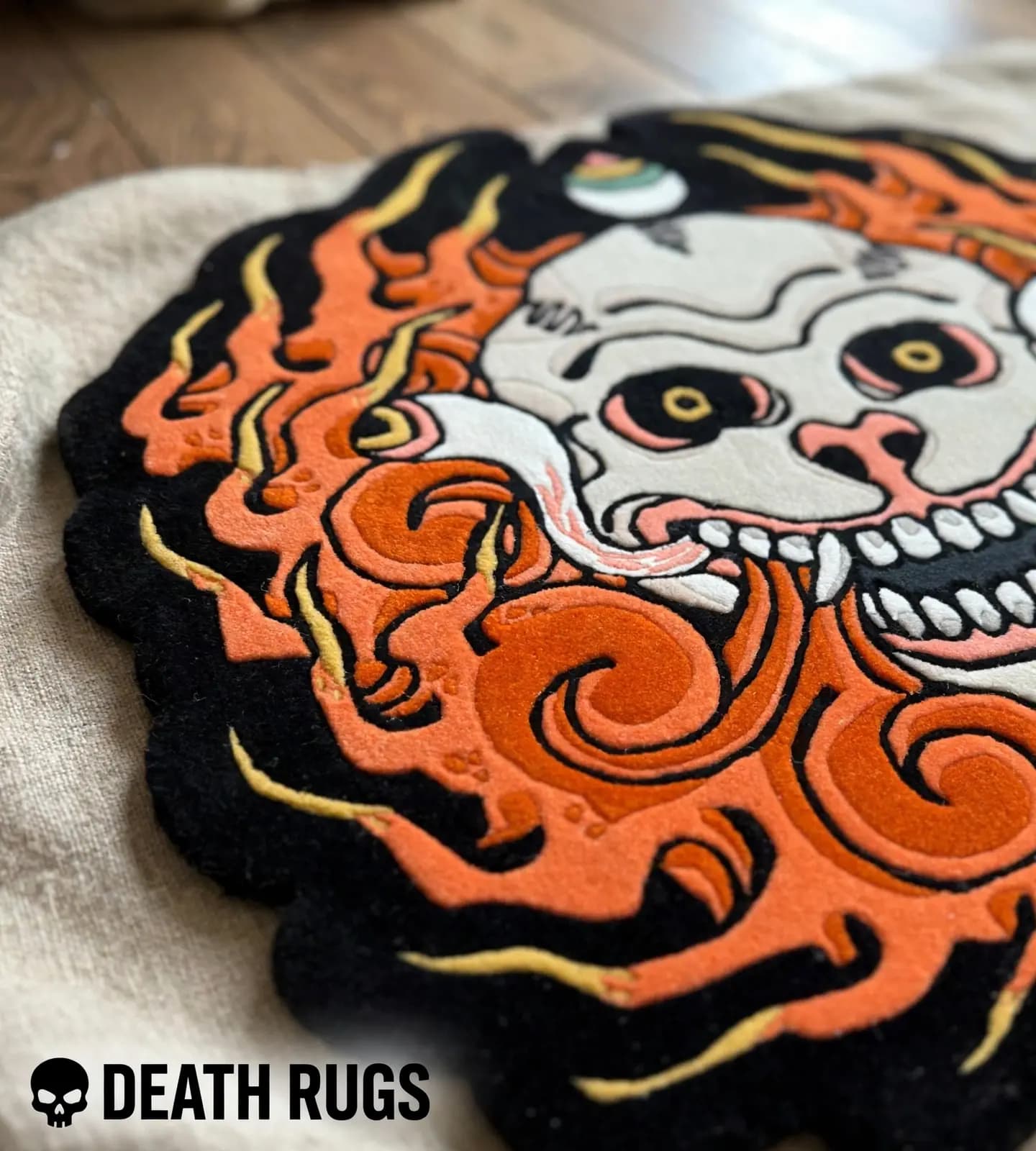 Flame Oni Skull Rugs thumbnail 5