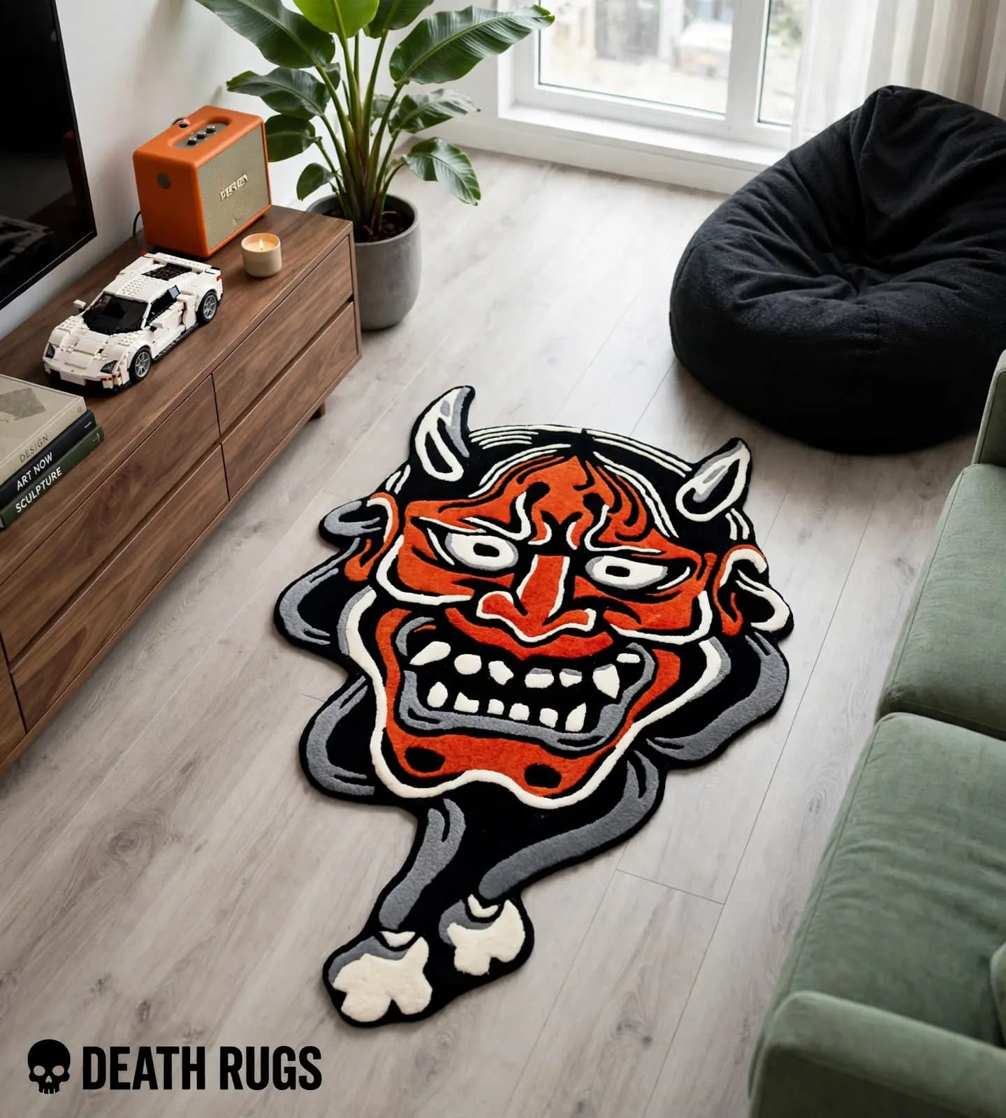 Crimson Hannya Mask Rugs alternate