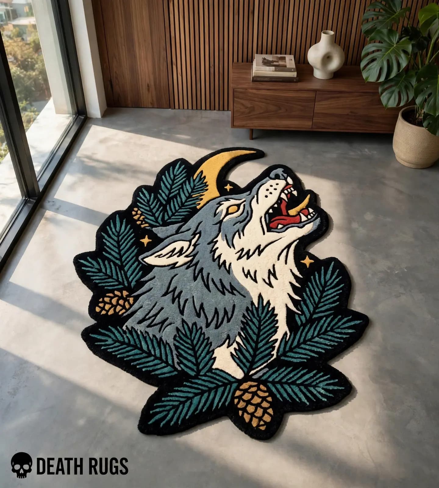 Moonlit Howling Wolf Rugs thumbnail 7