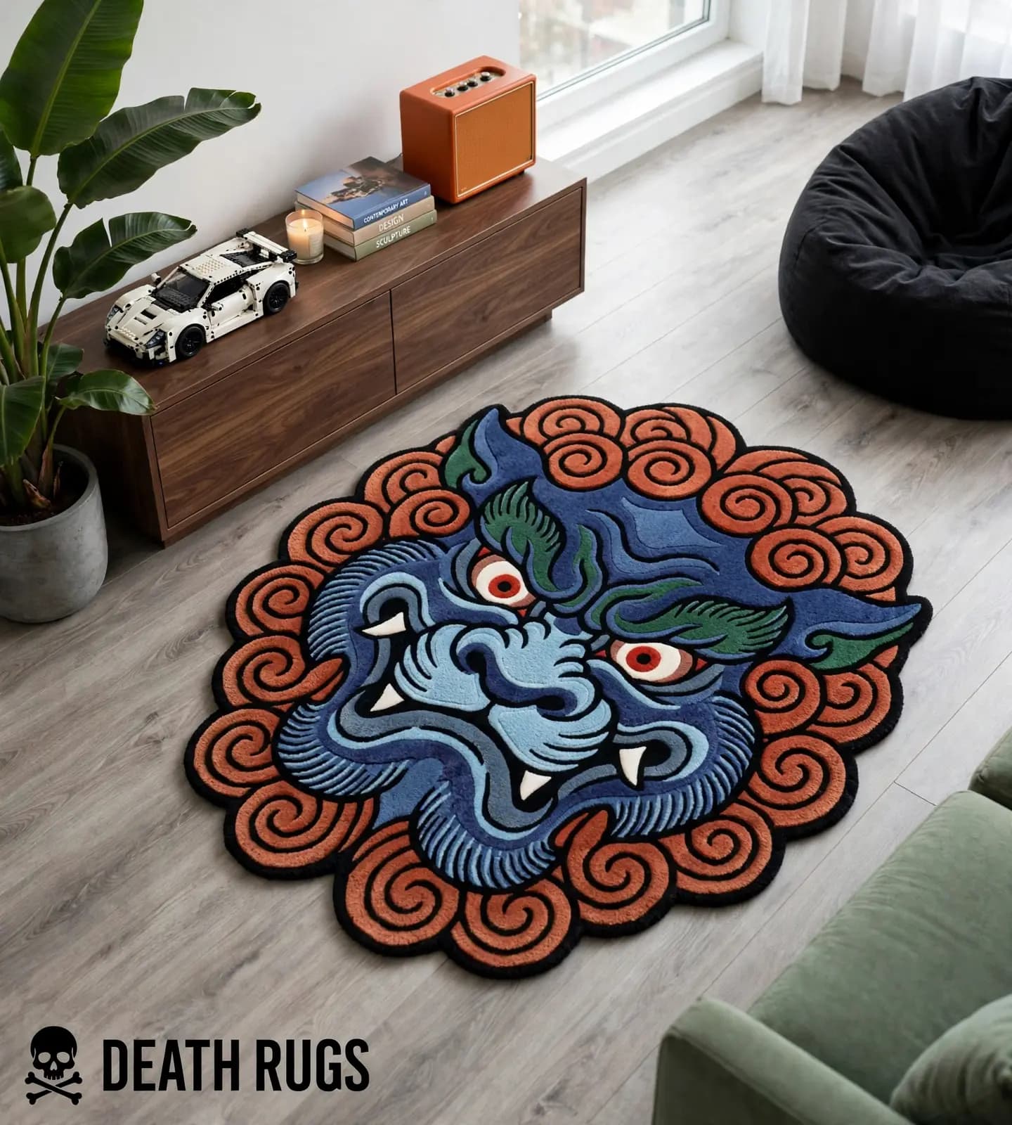 Cobalt Guardian Foo Dog Rugs alternate