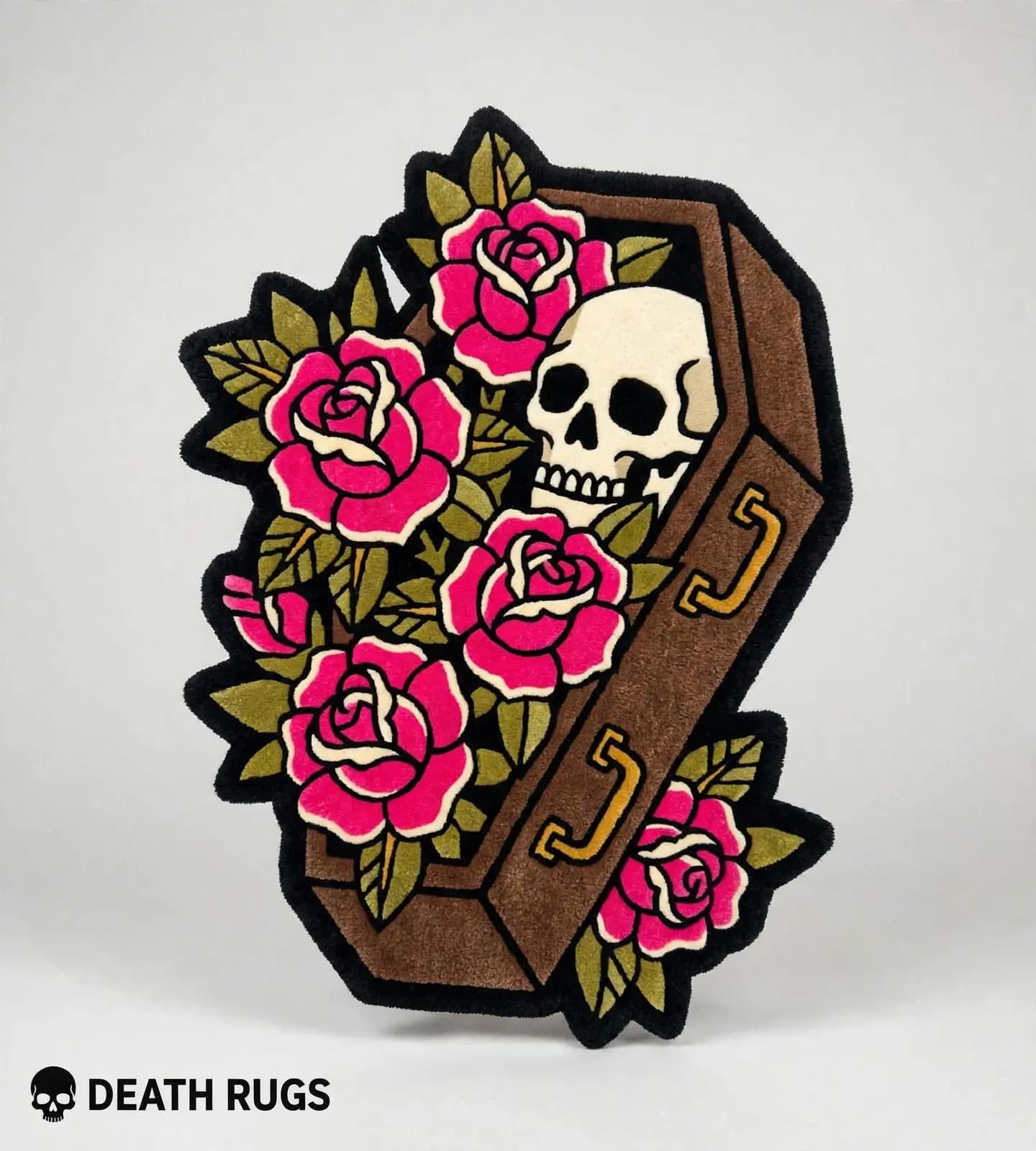 Coffin Rose Skull Rugs