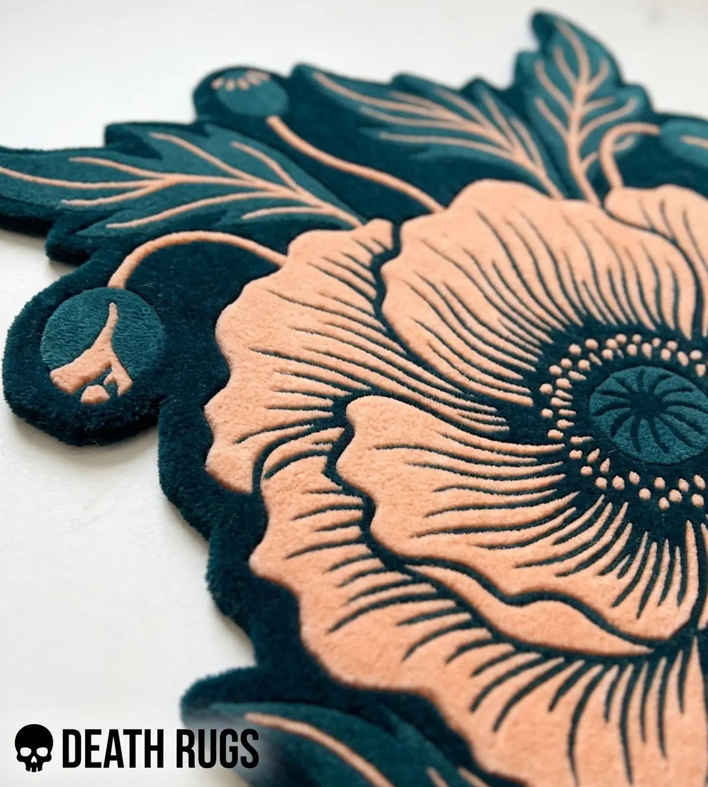 Teal Poppy Bloom Rugs thumbnail 8