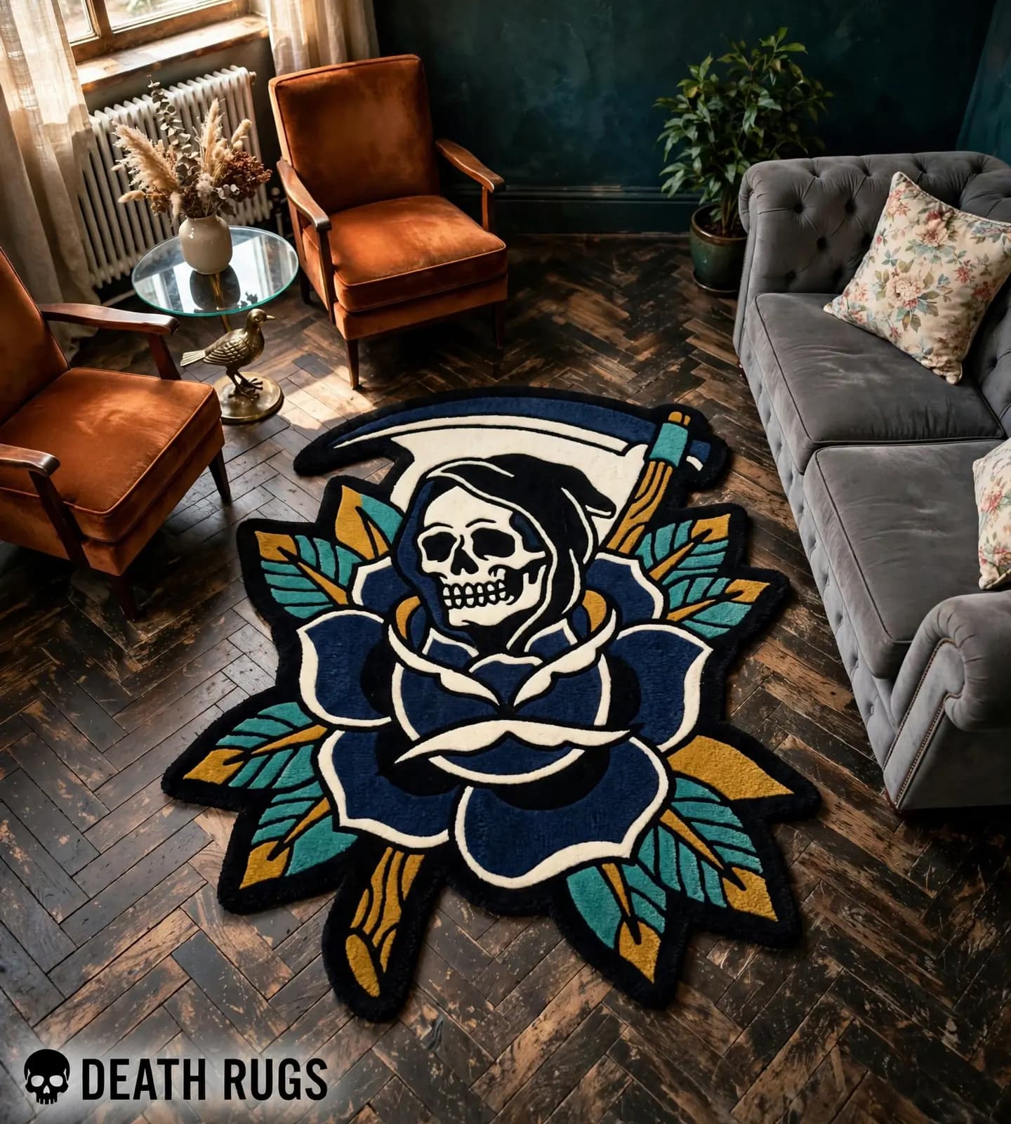 Reaper's Navy Rose Rugs thumbnail 5
