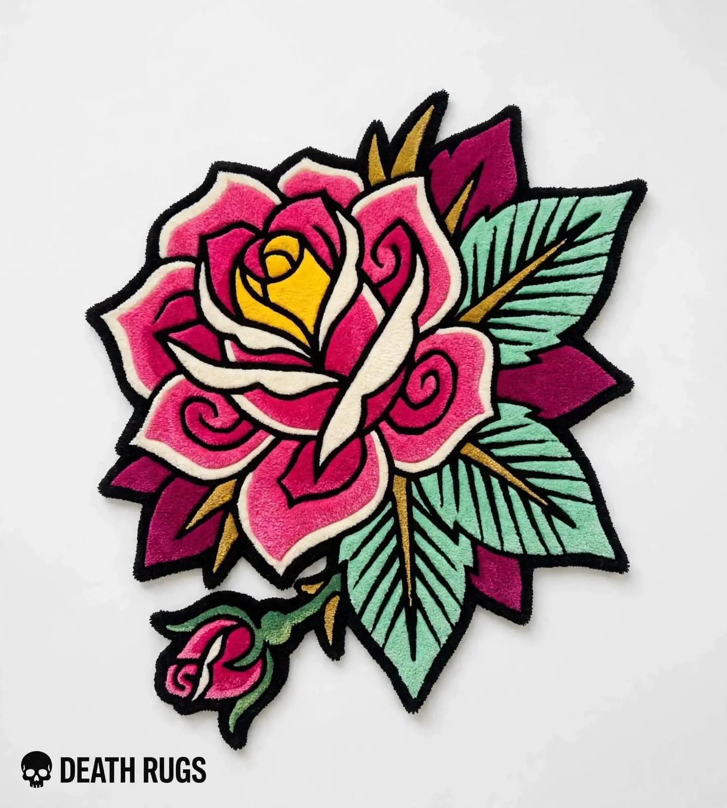 Pink Blossom Rose & Bud Rugs