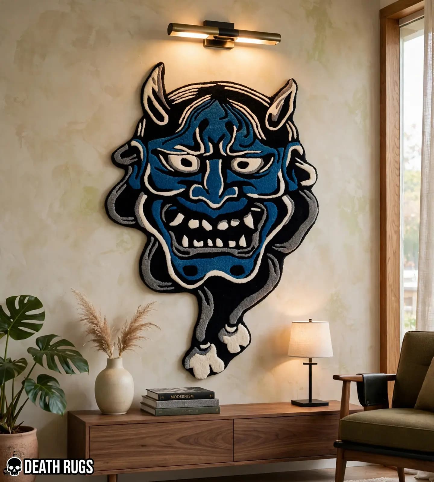 Blue Hannya Mask Rugs thumbnail 4