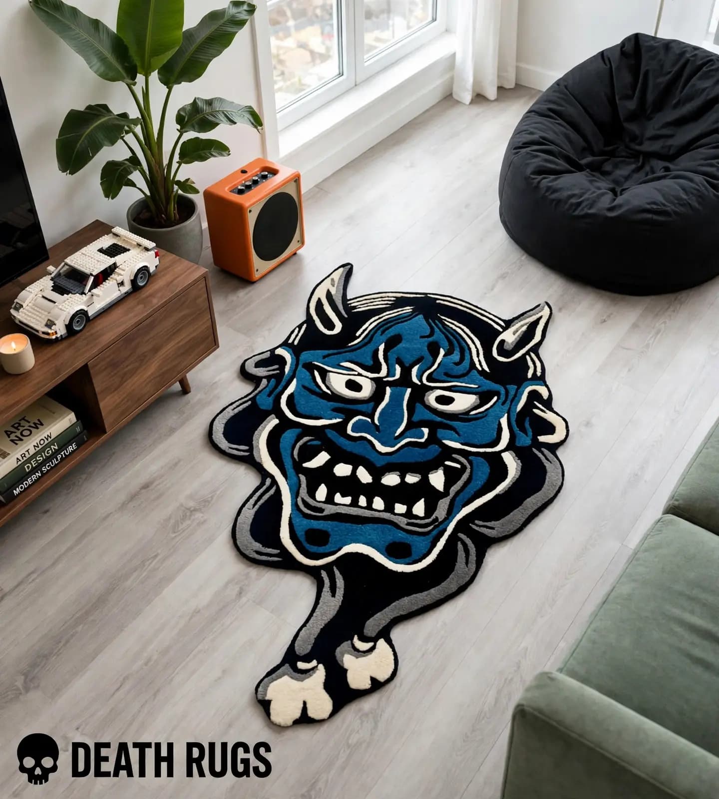 Blue Hannya Mask Rugs thumbnail 3