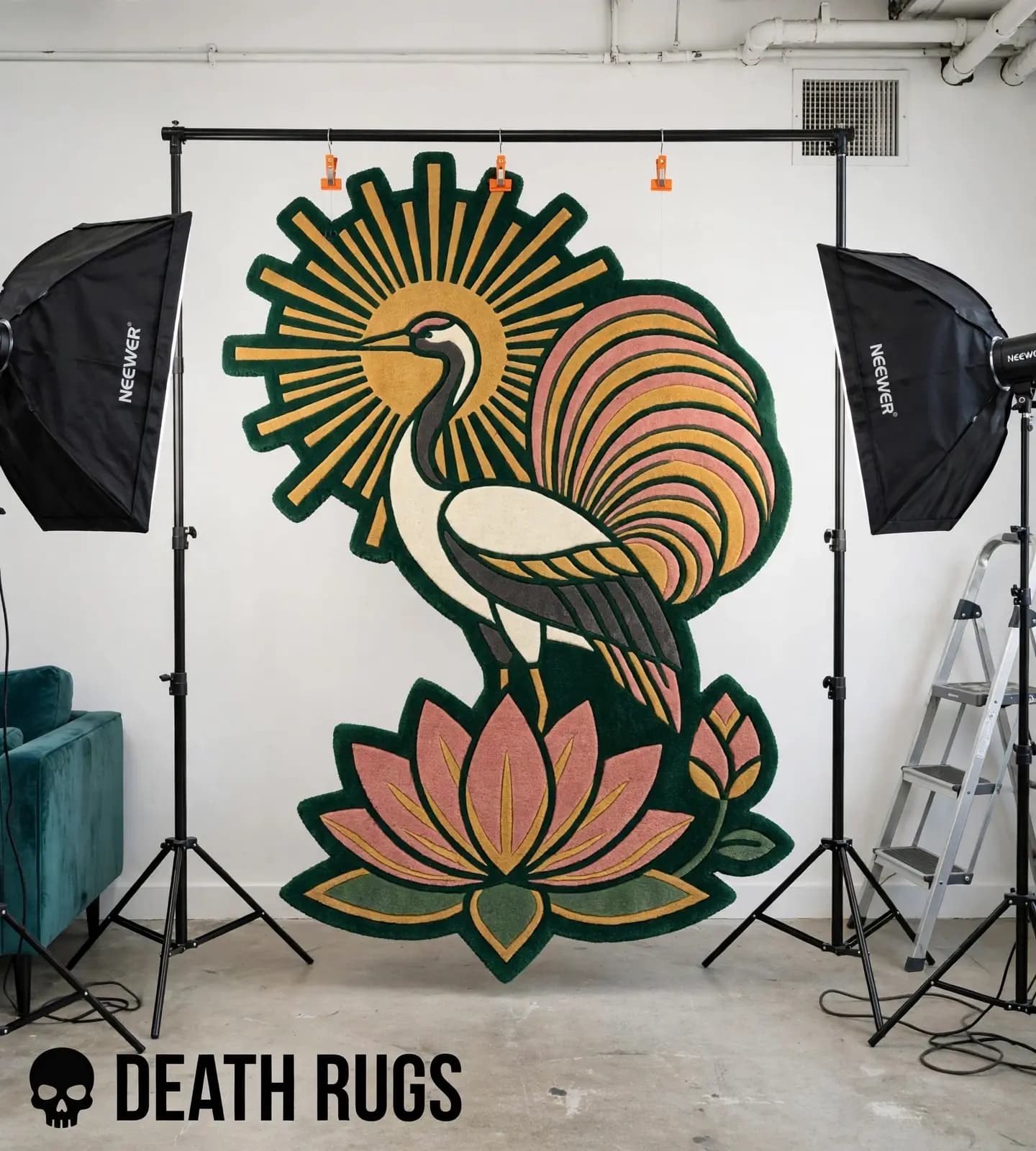 Sunrise Crane Lotus Rugs thumbnail 4
