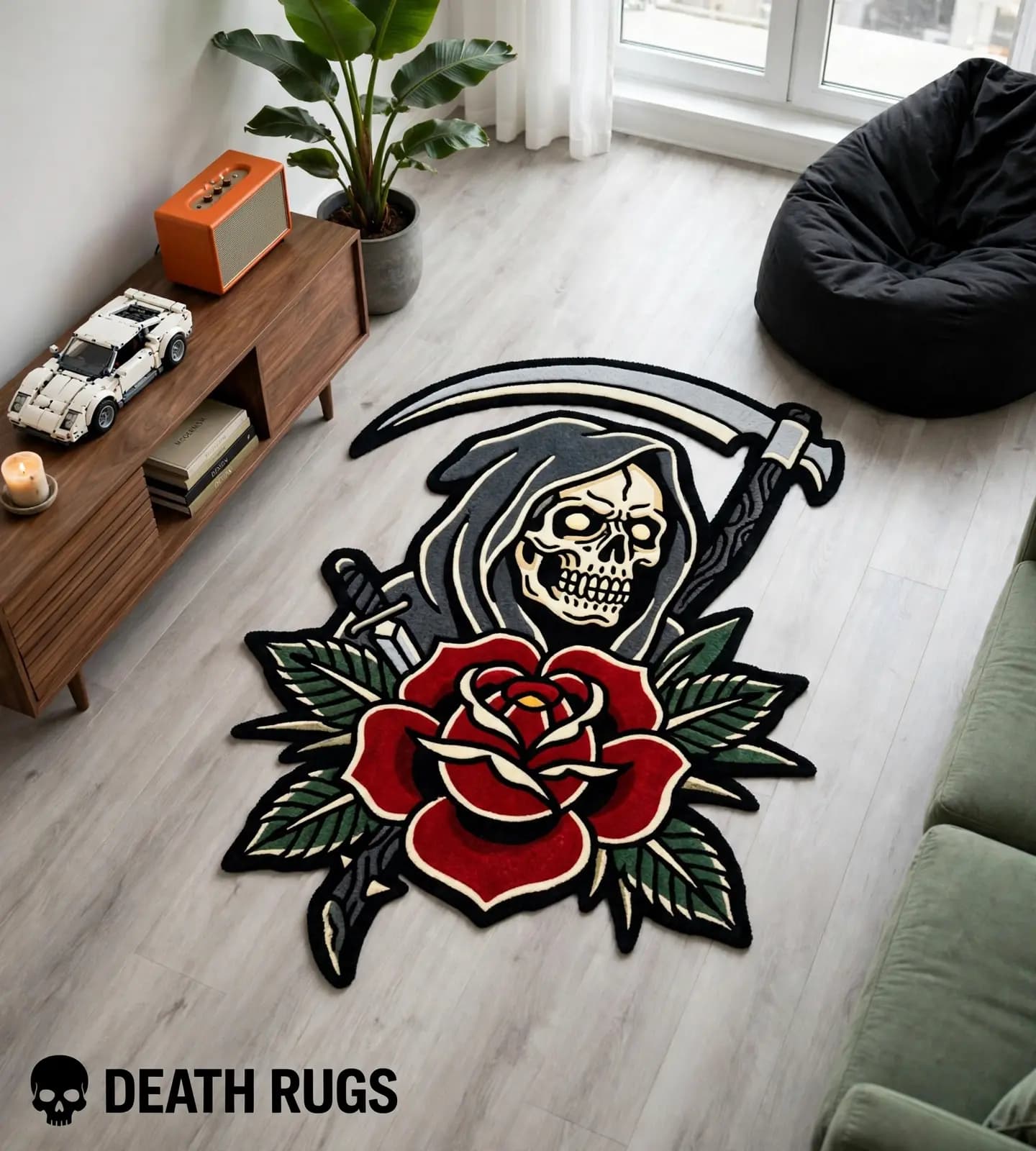 Grim Reaper Scythe Rose Rugs thumbnail 6